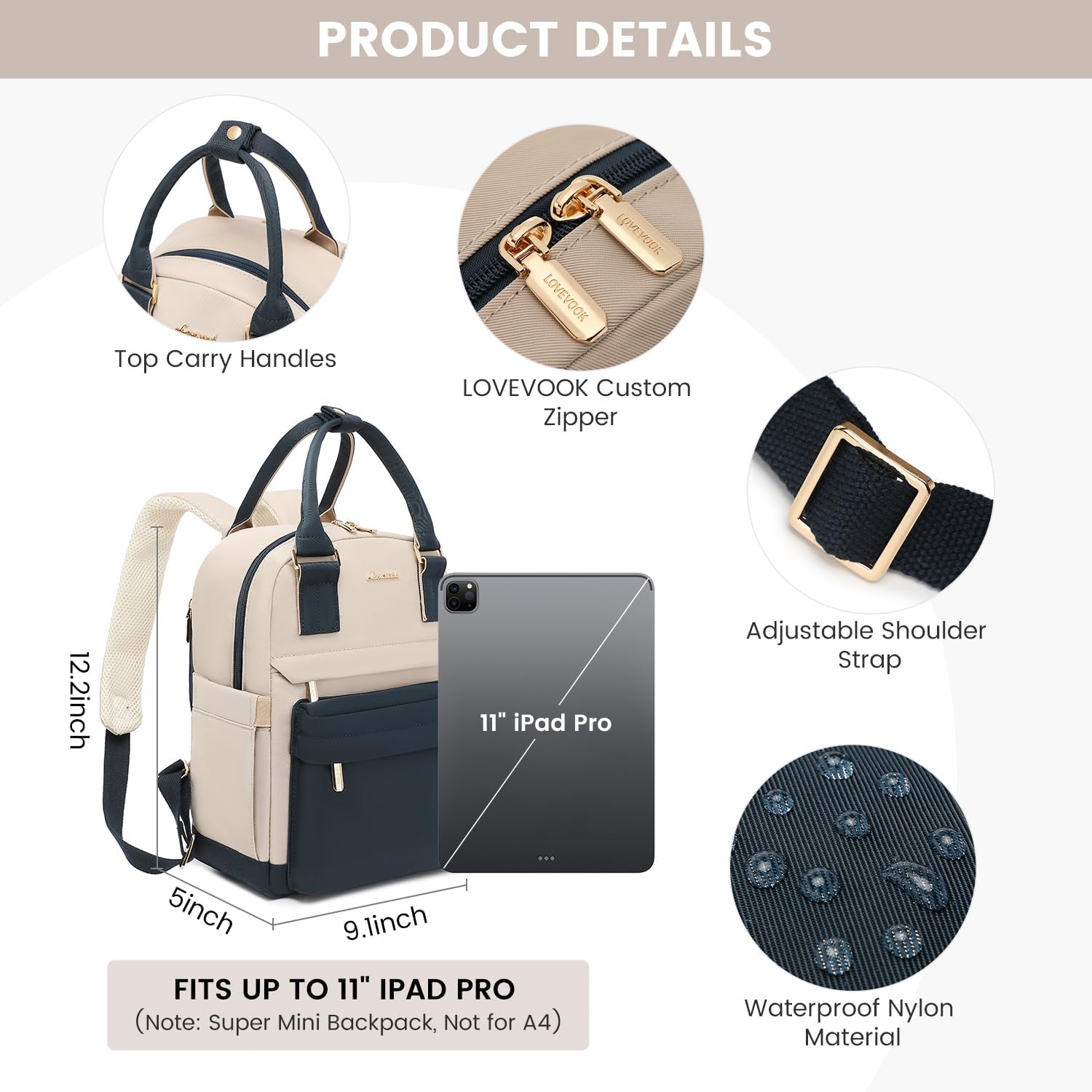 LOVEVOOK Mini Backpack for Women Stylish Waterproof Backpack Purse with USB Port, Cute Bookbag for College School Travel