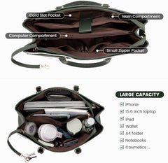 LOVEVOOK Laptop Tote Bag for Women 15.6 Inch Waterproof Leather Computer Bags Business Office Work Briefcase Black