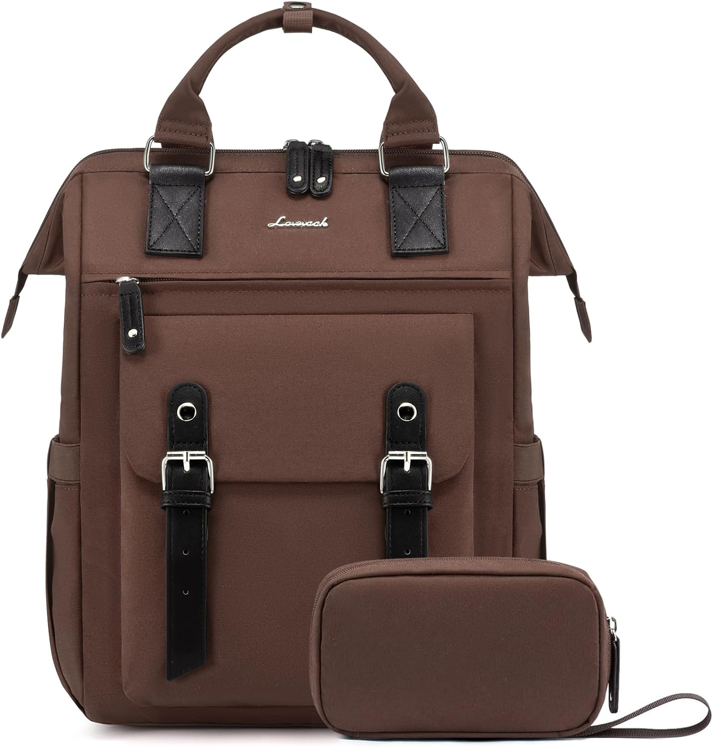 LOVEVOOK Laptop Backpack for Women Work Travel Backpack Purse, Commuter Business Computer Bag Teacher Nurse Bags, College School Backpack Student Bookbag with Multi-Pockets, 15.6 Inch, Black-brown