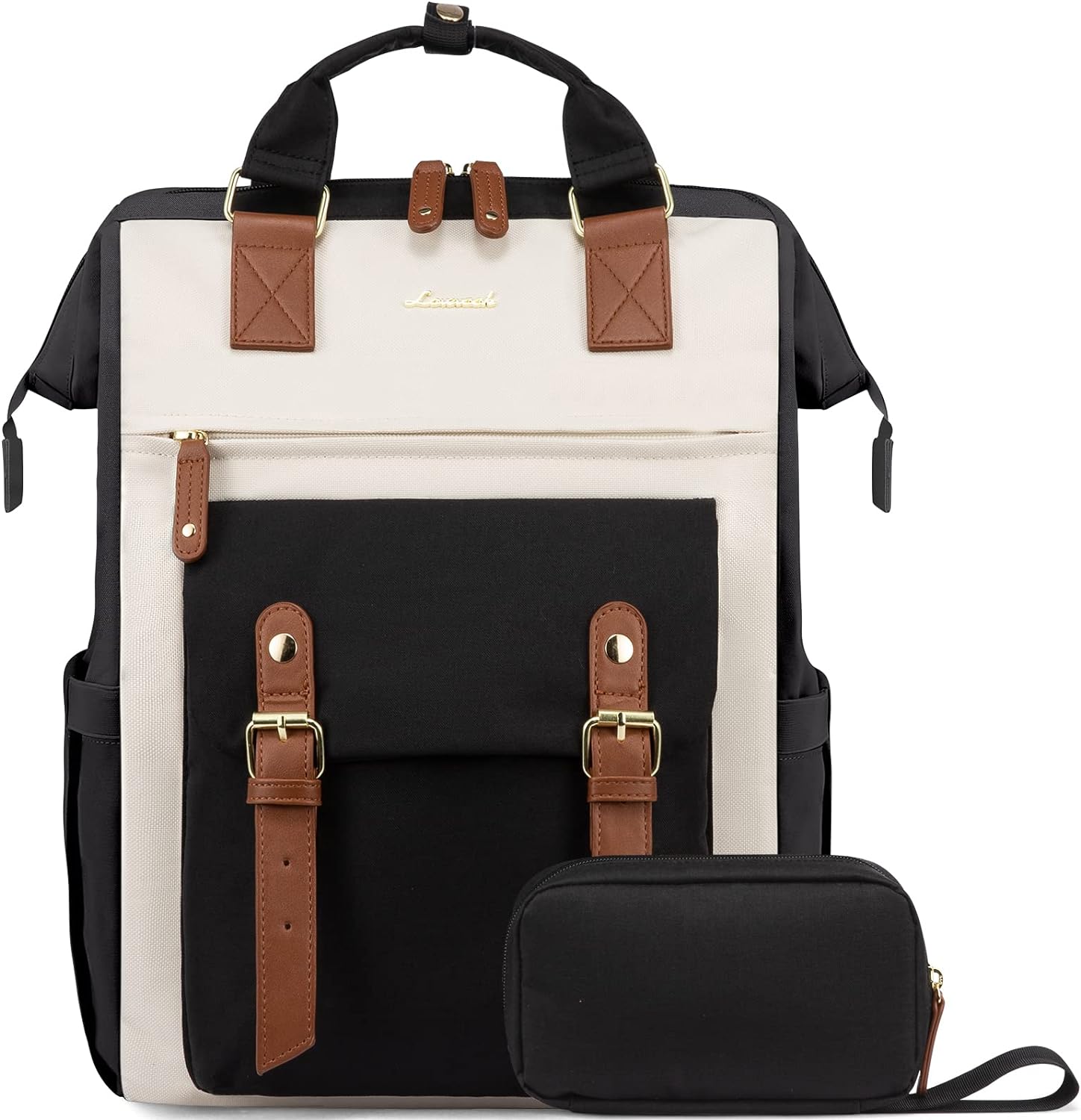 LOVEVOOK Laptop Backpack for Women Work Travel Backpack Purse, Commuter Business Computer Bag Teacher Nurse Bags, College School Backpack Student Bookbag with Multi-Pockets, 15.6 Inch, Black-brown