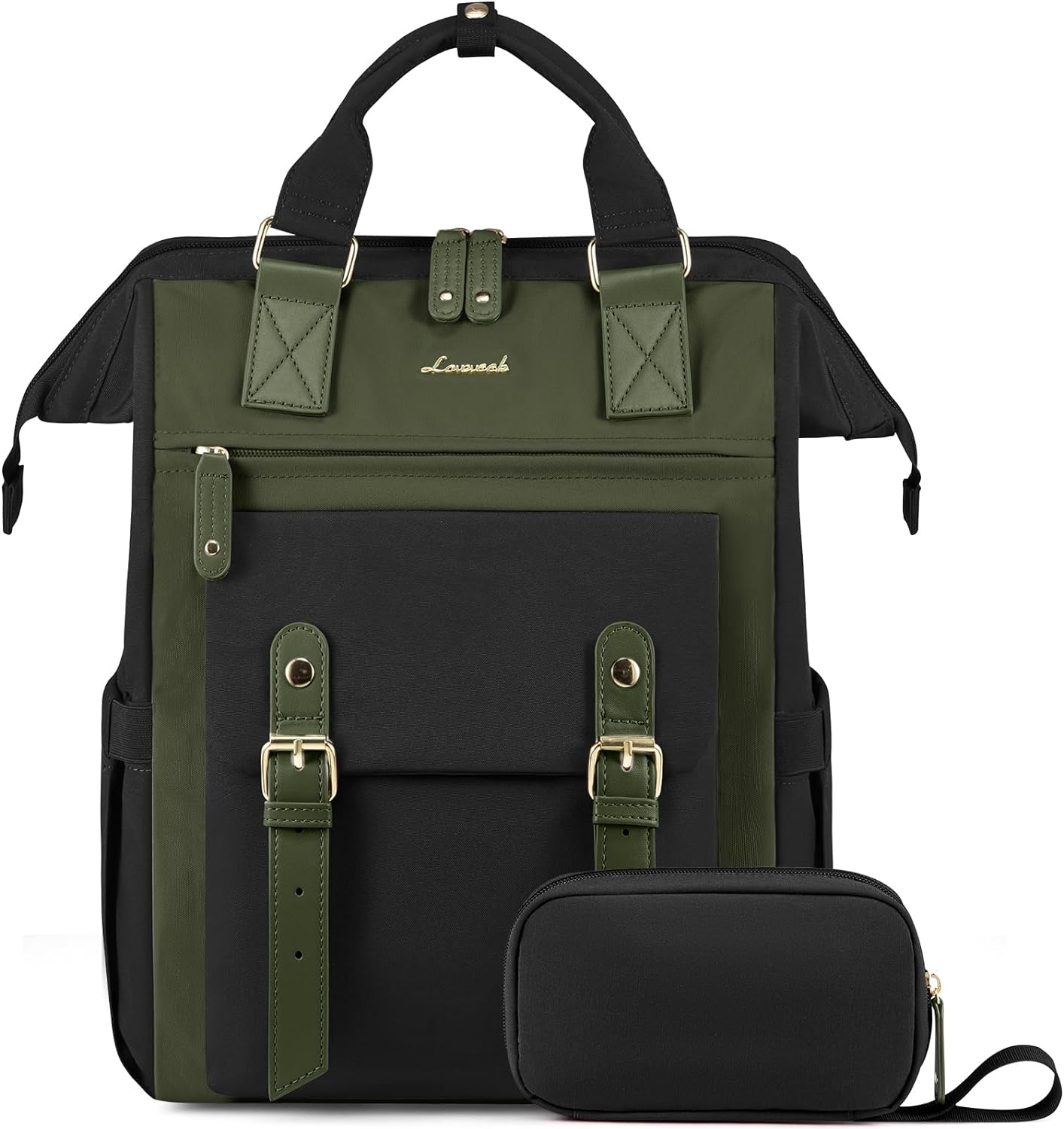 LOVEVOOK Laptop Backpack for Women Work Travel Backpack Purse, Commuter Business Computer Bag Teacher Nurse Bags, College School Backpack Student Bookbag with Multi-Pockets, 15.6 Inch, Black-brown