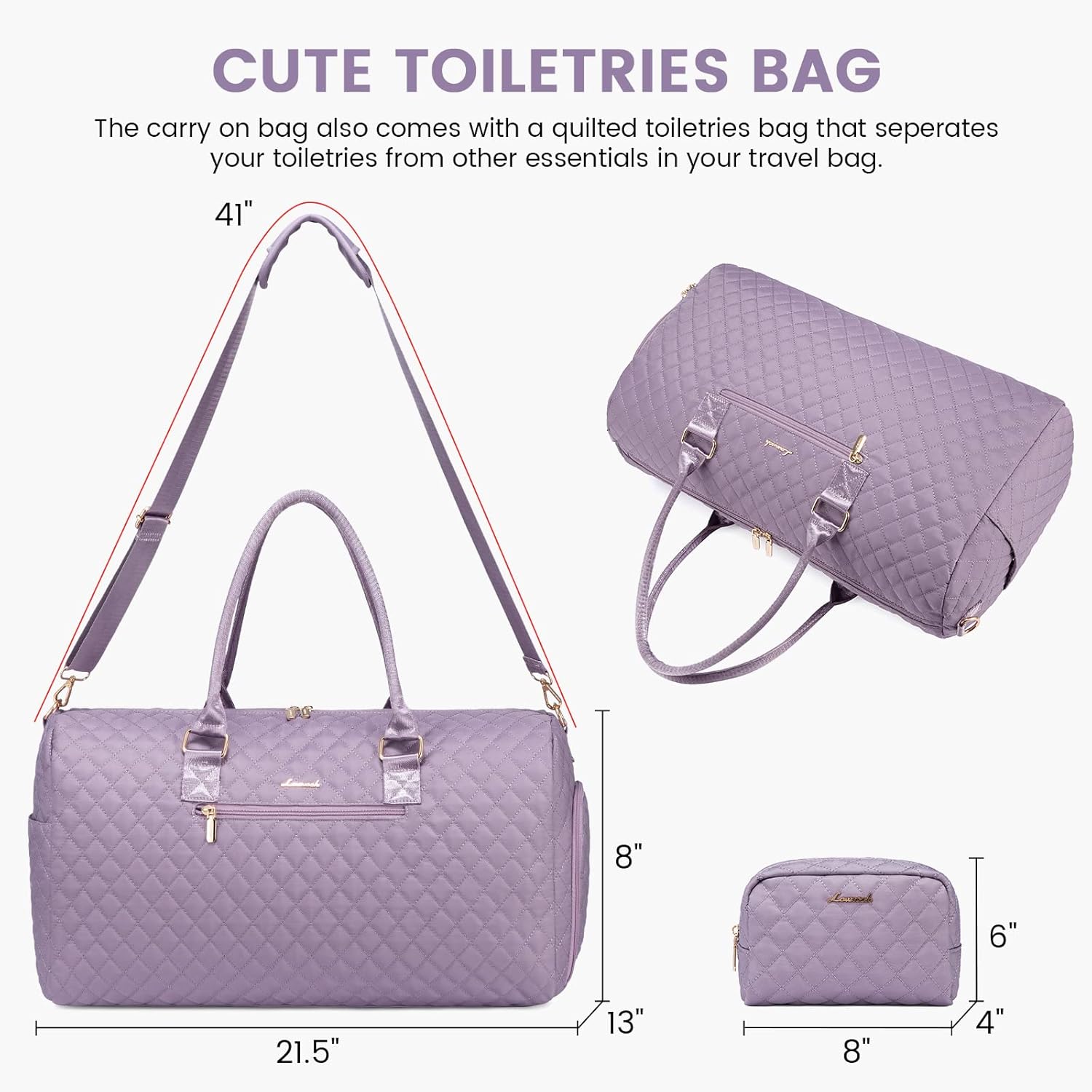 LOVEVOOK Travel Duffle Bag, Weekender Bag for Women with Toiletry Bag, Carry on Overnight Bag with Shoe Compartment, Gym Duffel Bag with Wet Pocket, Mommy Hospital Bags for Labor and Delivery