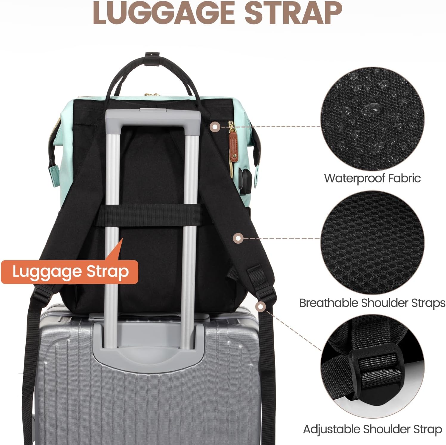 LOVEVOOK Laptop Backpack for Women, 15.6 Inch Work Business Backpacks Purse with USB Port, Large Capacity Nurse Bag College Bookbag for School, Waterproof Casual Daypack for Travel