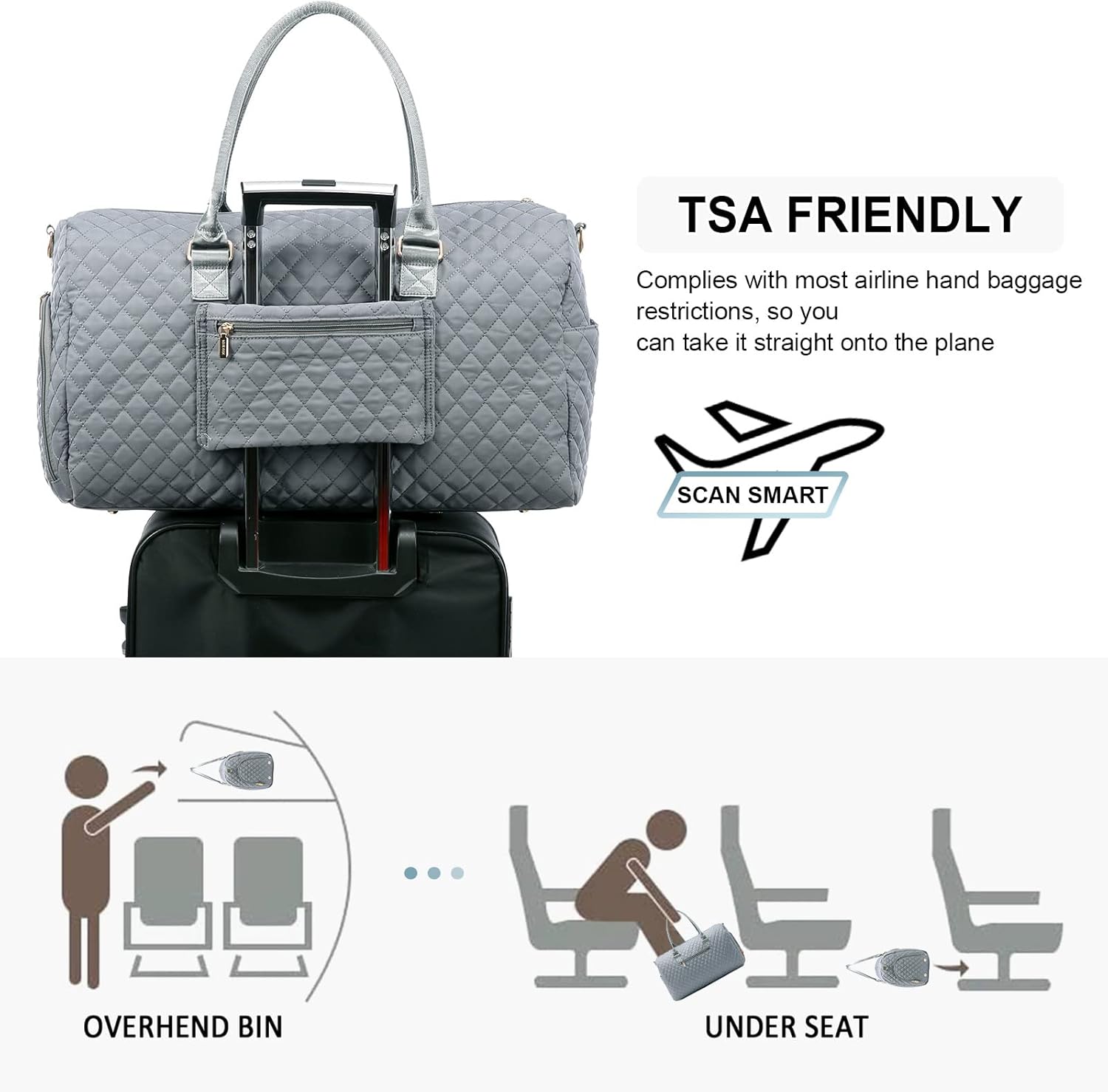 LOVEVOOK Travel Duffle Bag, Weekender Bag for Women with Toiletry Bag, Carry on Overnight Bag with Shoe Compartment, Gym Duffel Bag with Wet Pocket, Mommy Hospital Bags for Labor and Delivery
