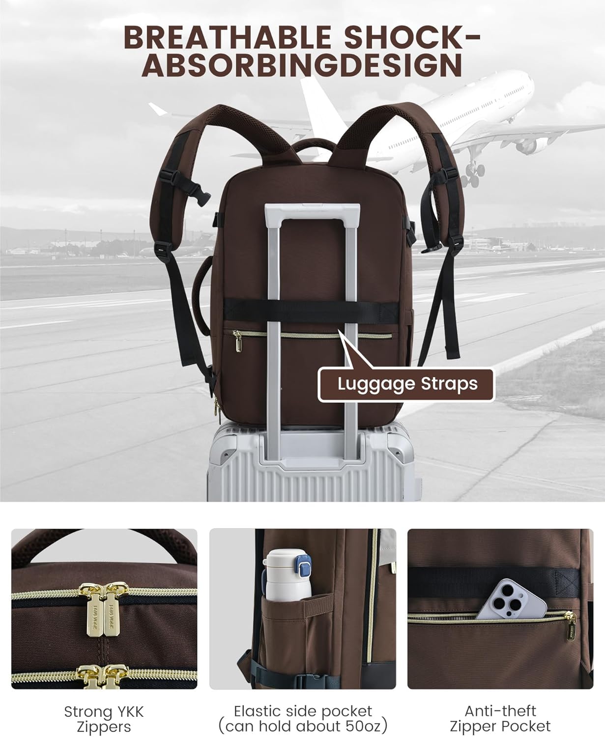 LOVEVOOK Travel Backpack for Women, 40L Carry On Backpack Flight Approved, Large Personal Item Bag Fits 17 inch Laptop, TSA Approved Luggage with 3 Packing Cubes,Waterproof Weekender Gym Daypack