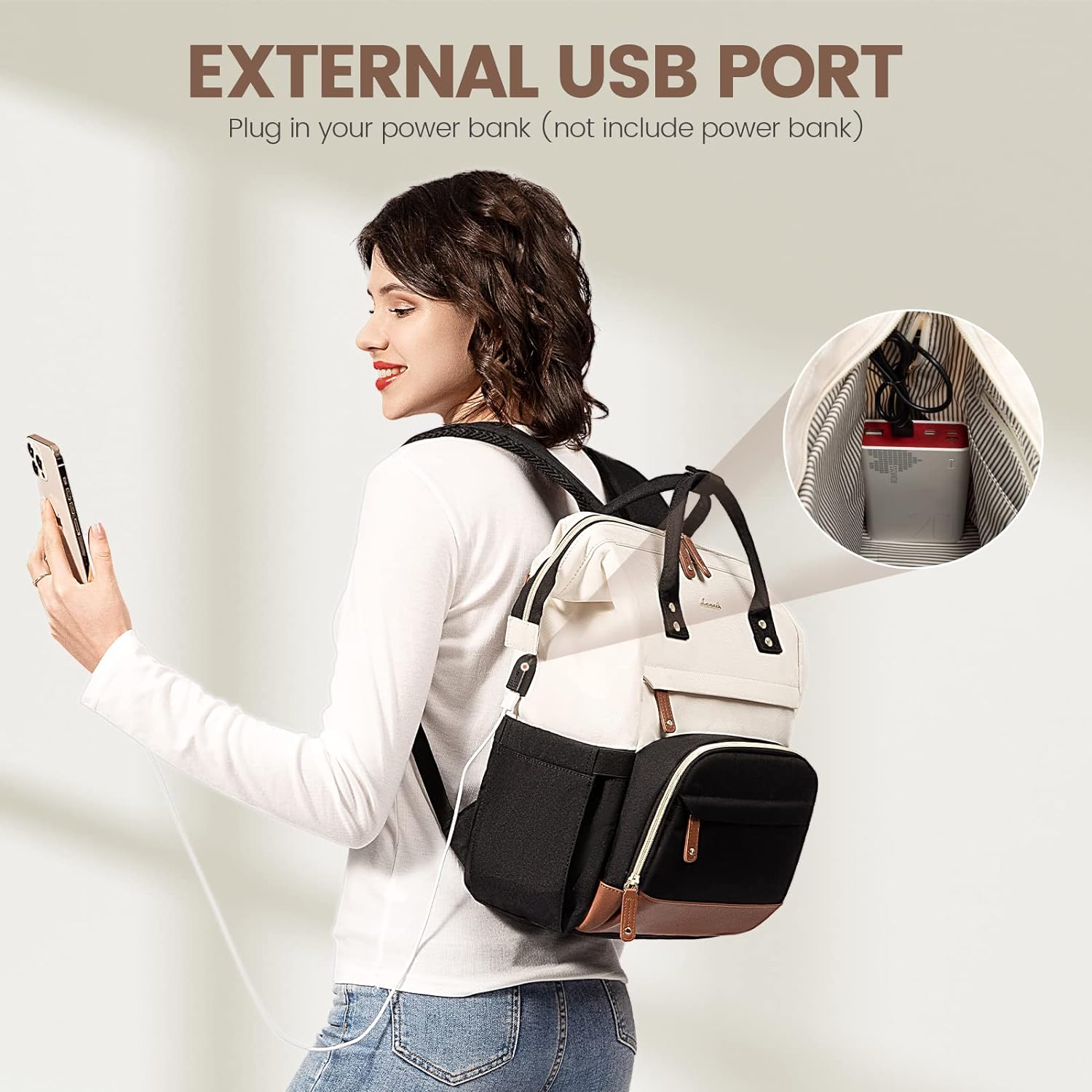 LOVEVOOK Laptop Backpack for Women, 15.6 Inch Work Business Backpacks Purse with USB Port, Large Capacity Nurse Bag College Bookbag for School, Waterproof Casual Daypack for Travel