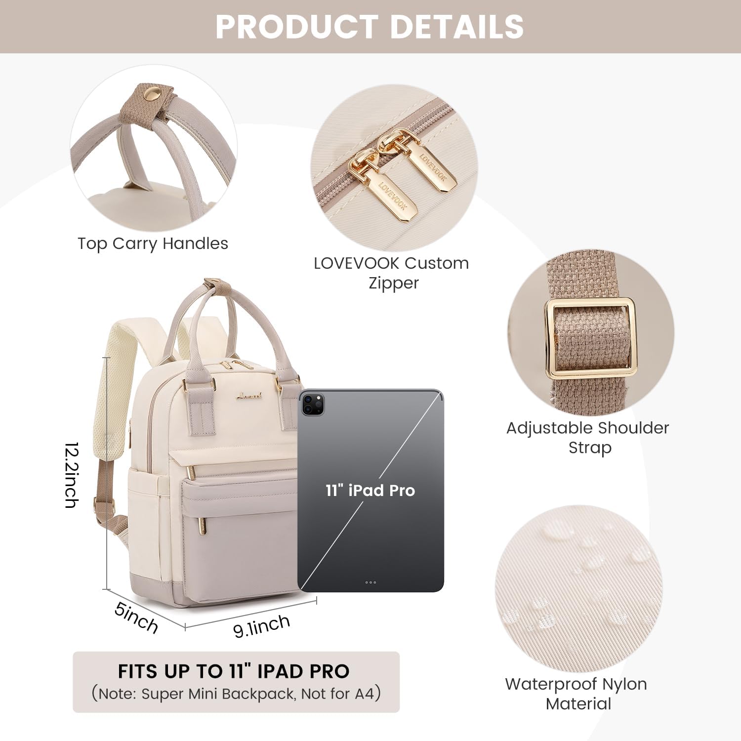 LOVEVOOK Mini Backpack for Women Stylish Waterproof Backpack Purse with USB Port, Cute Bookbag for College School Travel
