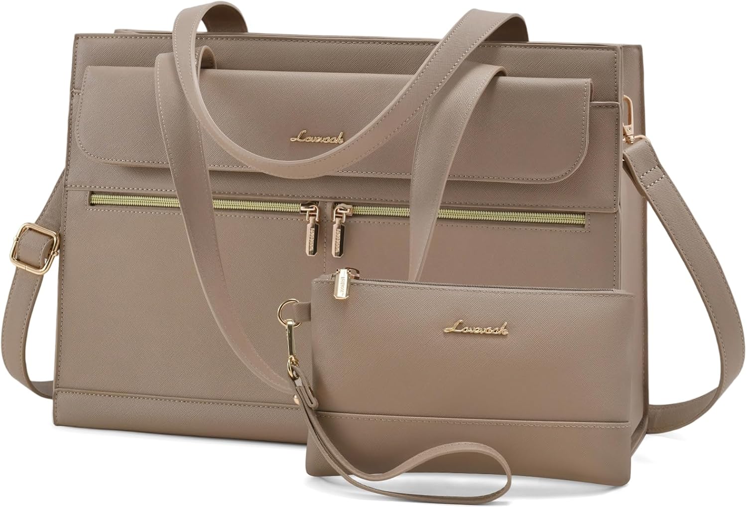 LOVEVOOK Laptop Bag for Women 15.6 Inch Tote Work Professional Leather Computer Briefcase Waterproof Handbag Shoulder Large Capacity Business Teacher Office Crossbody Purse