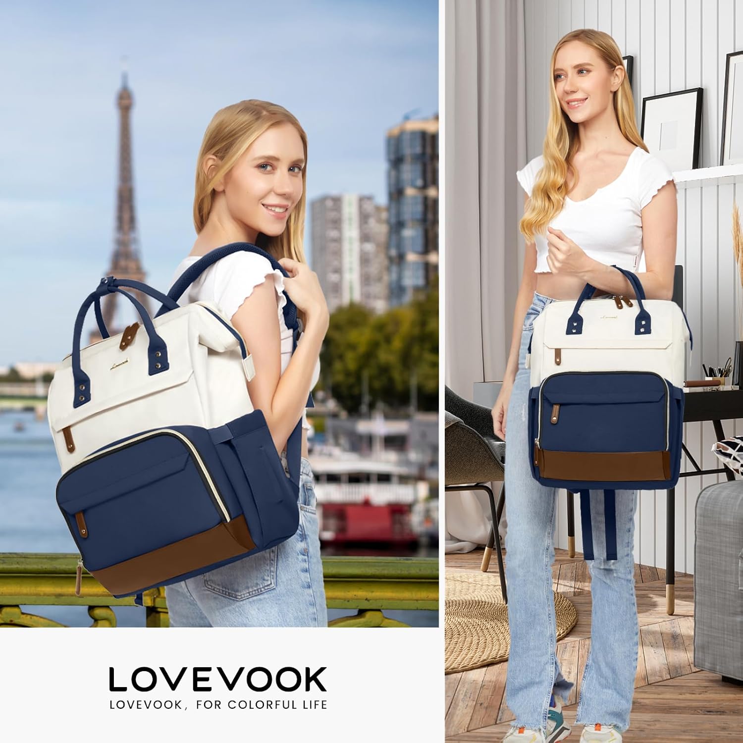 LOVEVOOK Laptop Backpack for Women, 15.6 Inch Work Business Backpacks Purse with USB Port, Large Capacity Nurse Bag College Bookbag for School, Waterproof Casual Daypack for Travel