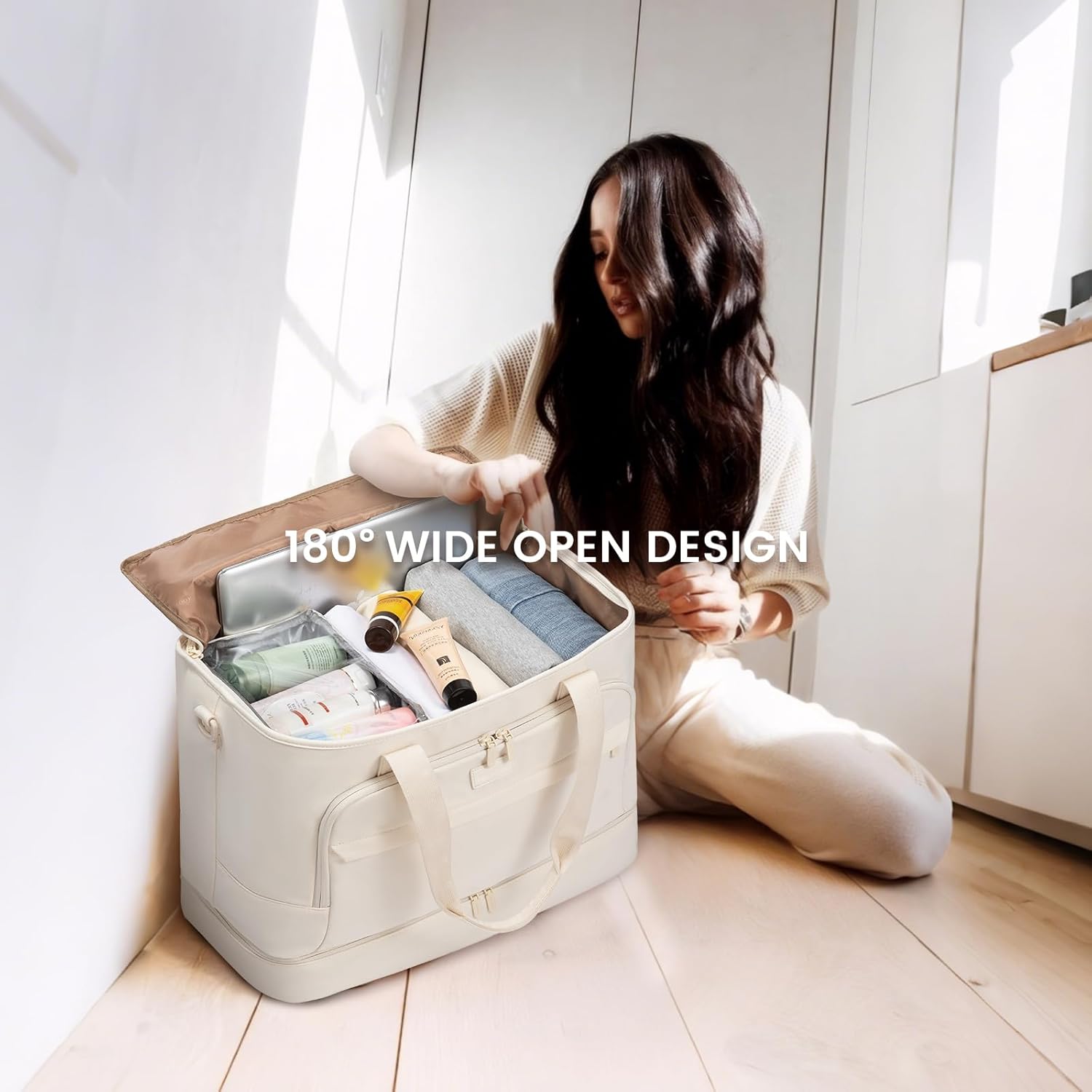 LOVEVOOK Weekender Bags for Women Travel, Large Personal Item Travel Overnight Bag, Carry on Duffle Bags with Shoe Compartment, Toiletry Bag, Wet Pocket, for Airplane, Hospital Labor Delivery