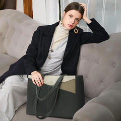 LOVEVOOK Laptop Tote Bag for Women 15.6 Inch Waterproof Leather Computer Bags Business Office Work Briefcase Black