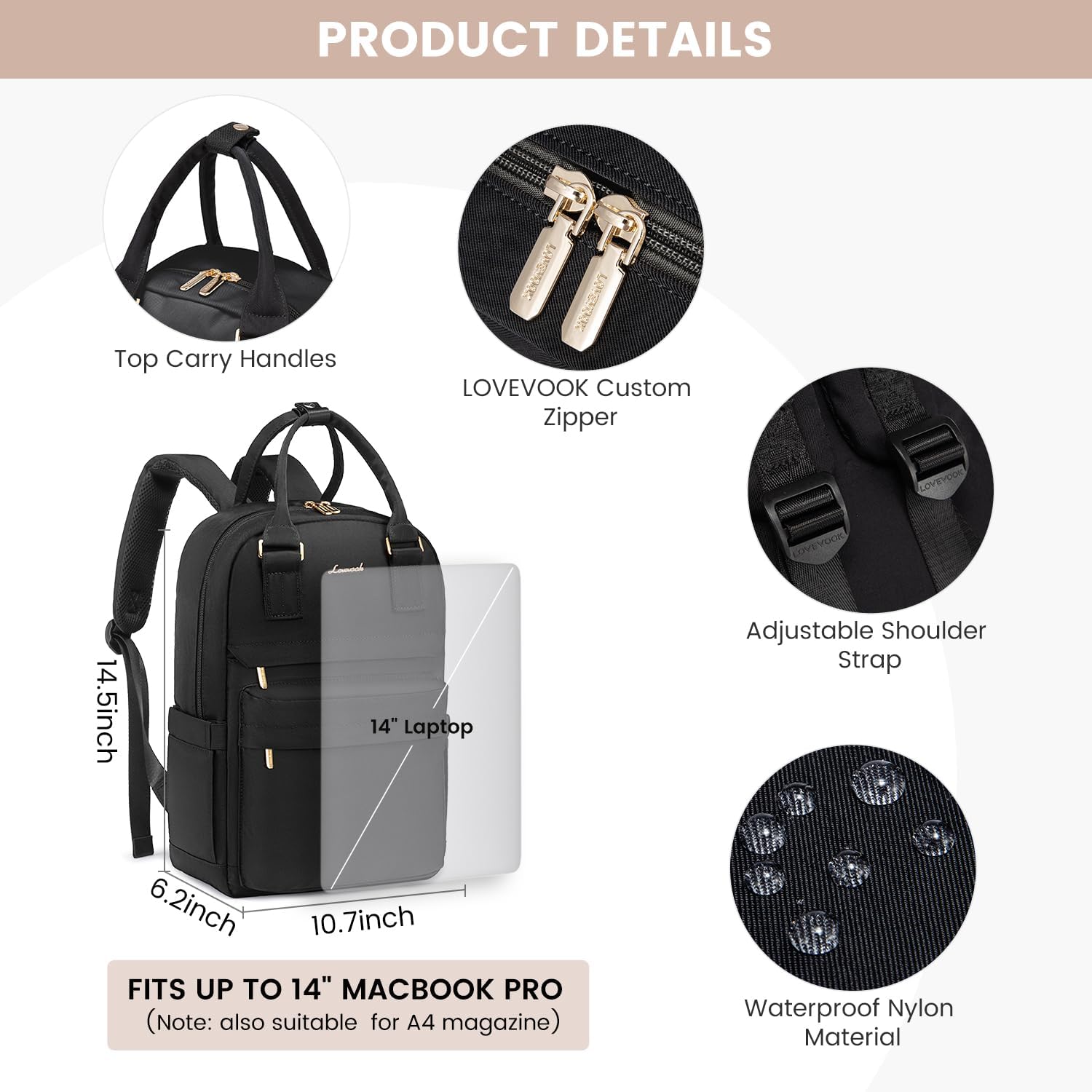 LOVEVOOK Mini Backpack for Women Stylish Waterproof Backpack Purse with USB Port, Cute Bookbag for College School Travel