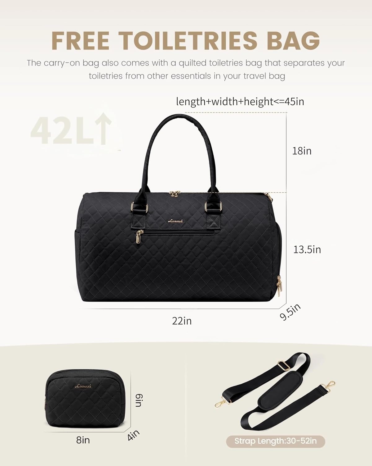 LOVEVOOK Travel Duffle Bag, Weekender Bag for Women with Toiletry Bag, Carry on Overnight Bag with Shoe Compartment, Gym Duffel Bag with Wet Pocket, Mommy Hospital Bags for Labor and Delivery