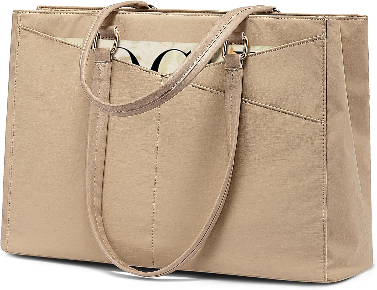 LOVEVOOK Laptop Tote Bag for Women 15.6 Inch Waterproof Leather Computer Bags Business Office Work Briefcase Black