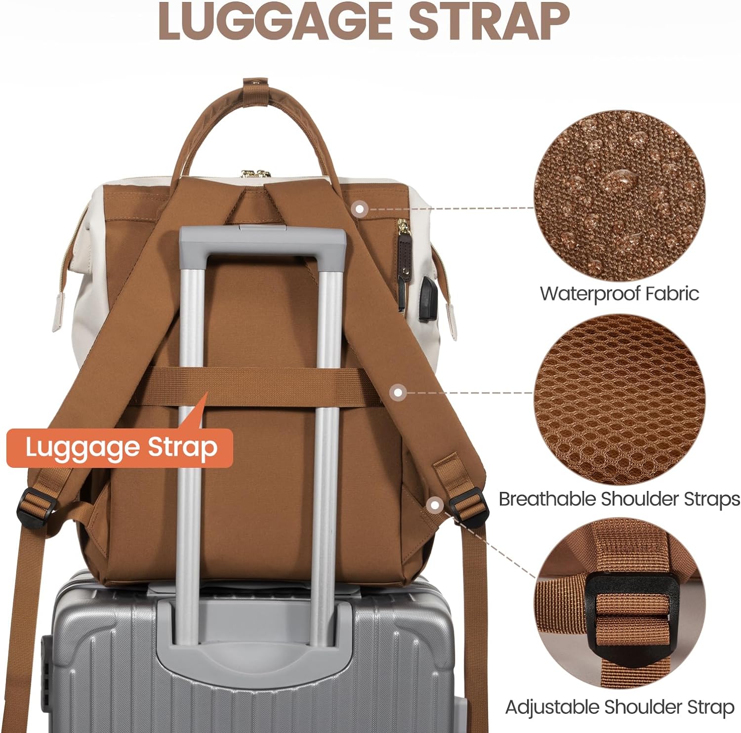 LOVEVOOK Laptop Backpack for Women, 15.6 Inch Work Business Backpacks Purse with USB Port, Large Capacity Nurse Bag College Bookbag for School, Waterproof Casual Daypack for Travel