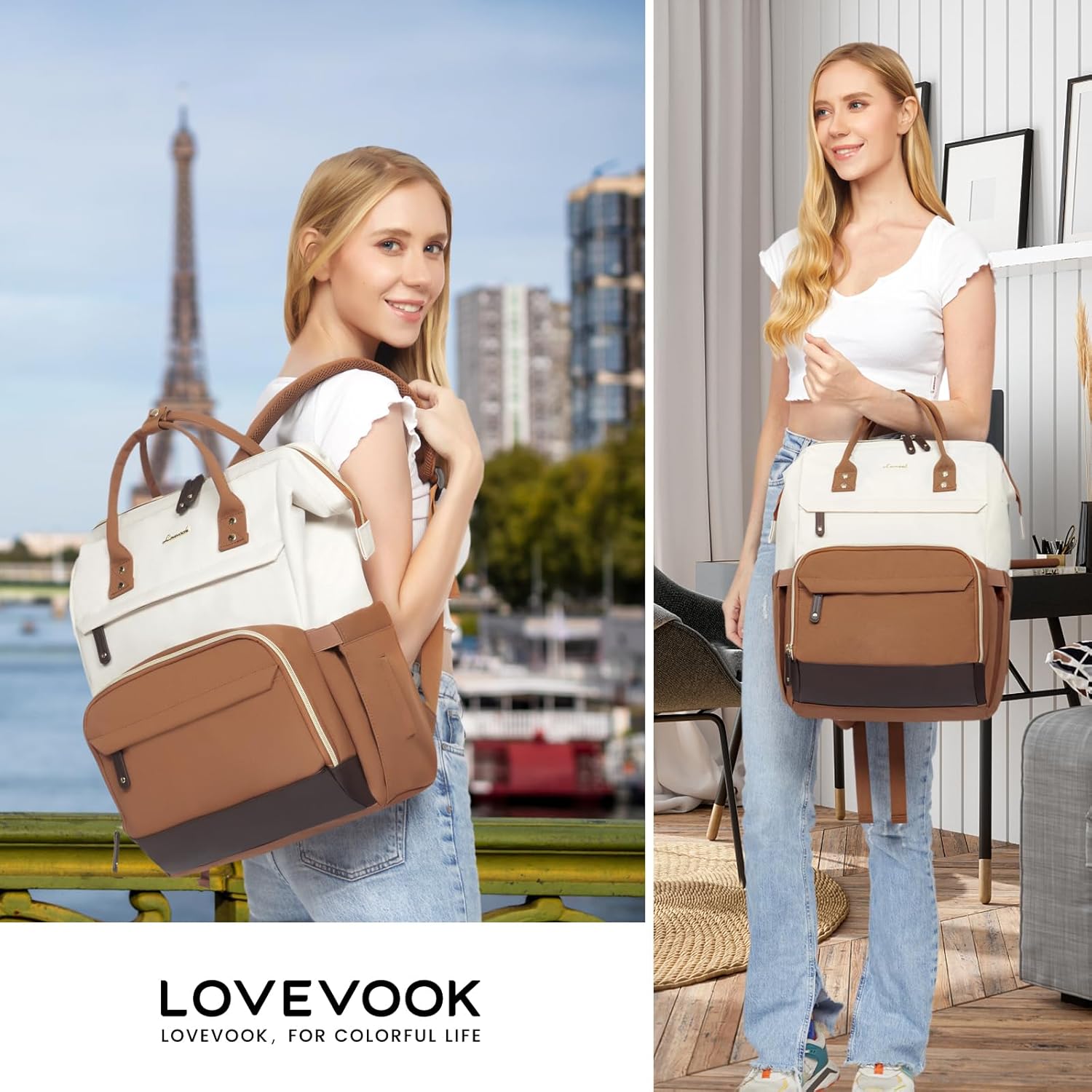 LOVEVOOK Laptop Backpack for Women, 15.6 Inch Work Business Backpacks Purse with USB Port, Large Capacity Nurse Bag College Bookbag for School, Waterproof Casual Daypack for Travel