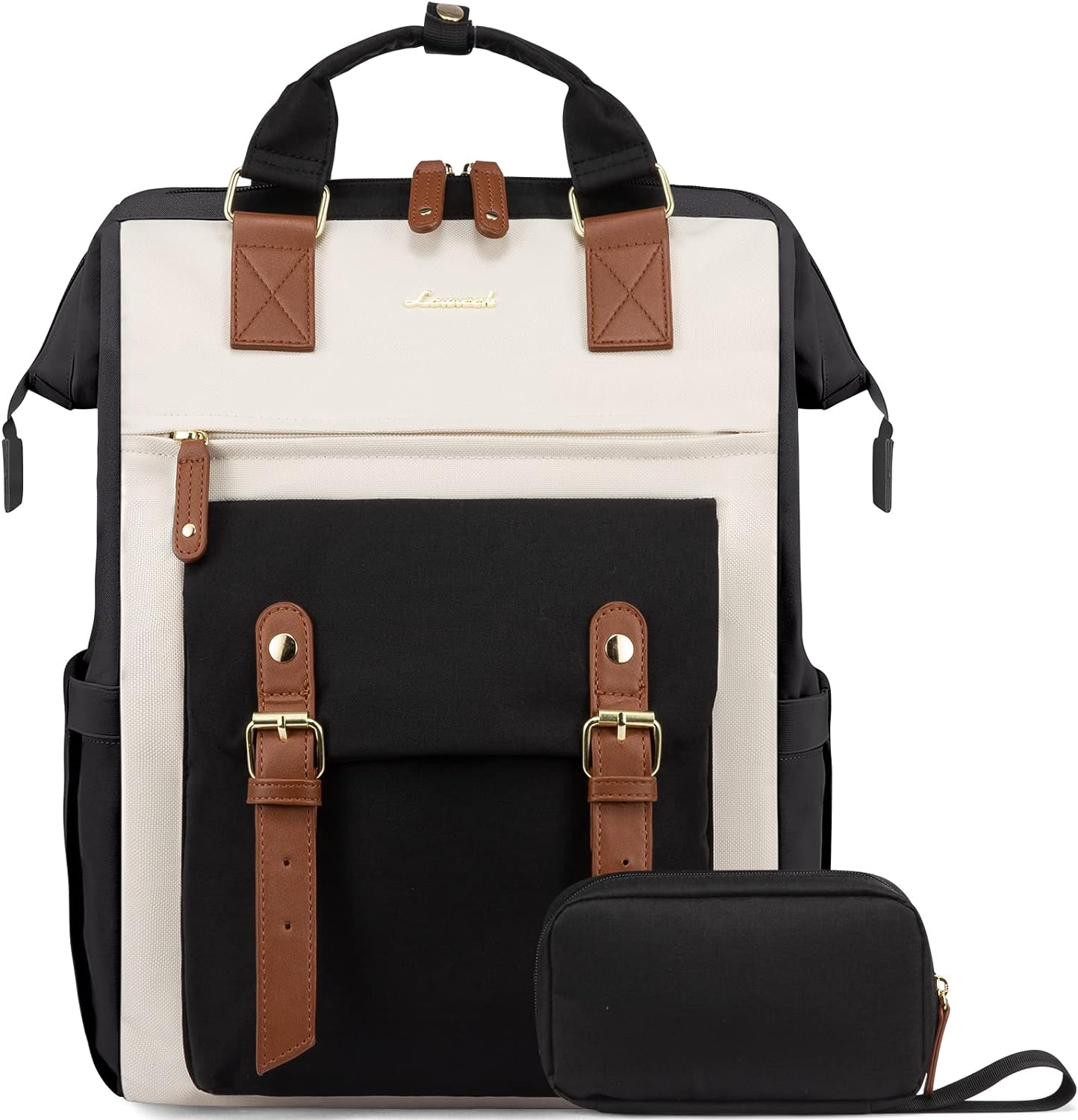 LOVEVOOK Laptop Backpack for Women Work Travel Backpack Purse, Commuter Business Computer Bag Teacher Nurse Bags, College School Backpack Student Bookbag with Multi-Pockets, 15.6 Inch, Black-brown