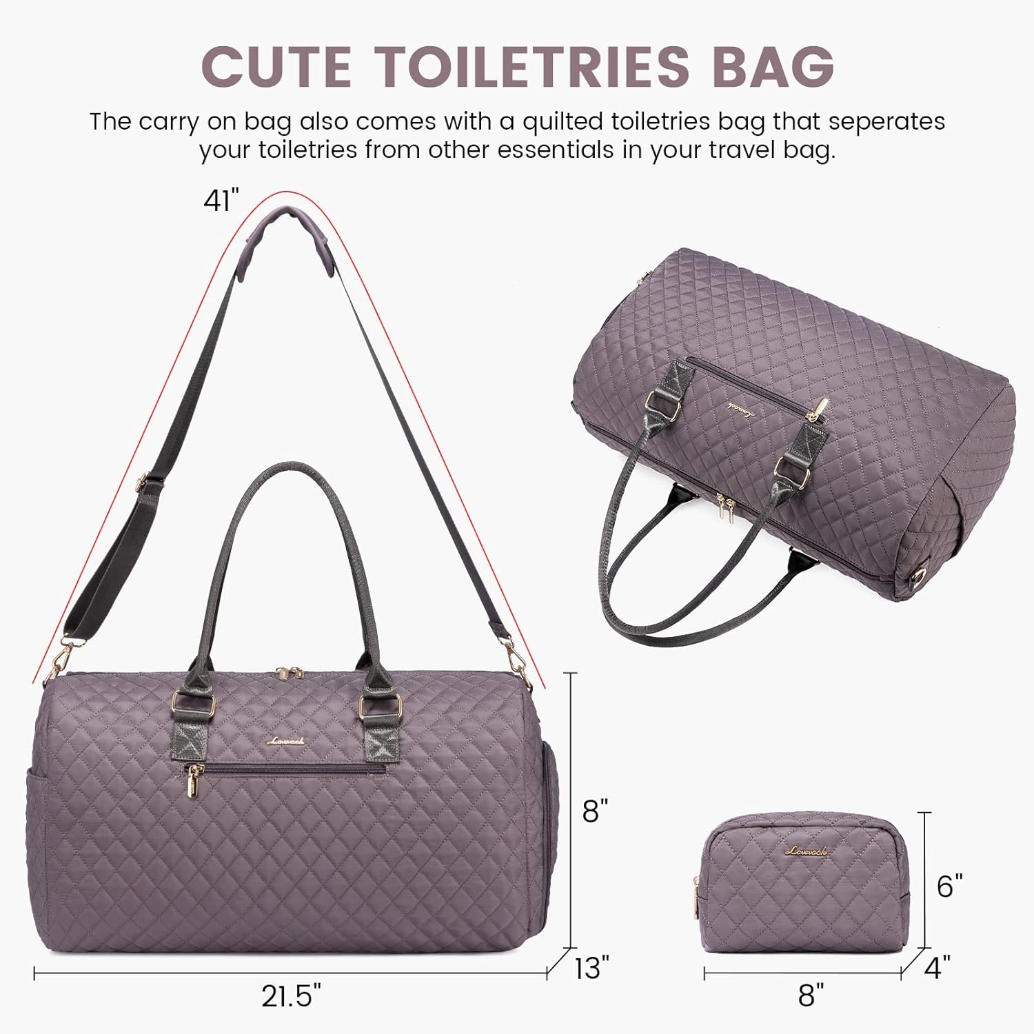 LOVEVOOK Travel Duffle Bag, Weekender Bag for Women with Toiletry Bag, Carry on Overnight Bag with Shoe Compartment, Gym Duffel Bag with Wet Pocket, Mommy Hospital Bags for Labor and Delivery