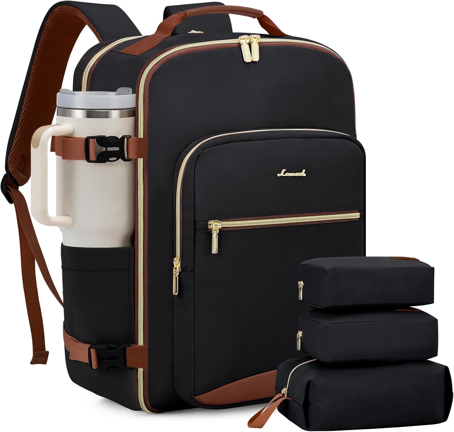 LOVEVOOK 40L Travel Backpack for Women & Men, Large Carry on Backpack for Airplanes with 3 Packing Cubes, TSA Personal Item Travel Bag fits 17" Laptop, Waterproof Weekender Essentials Airline Approved