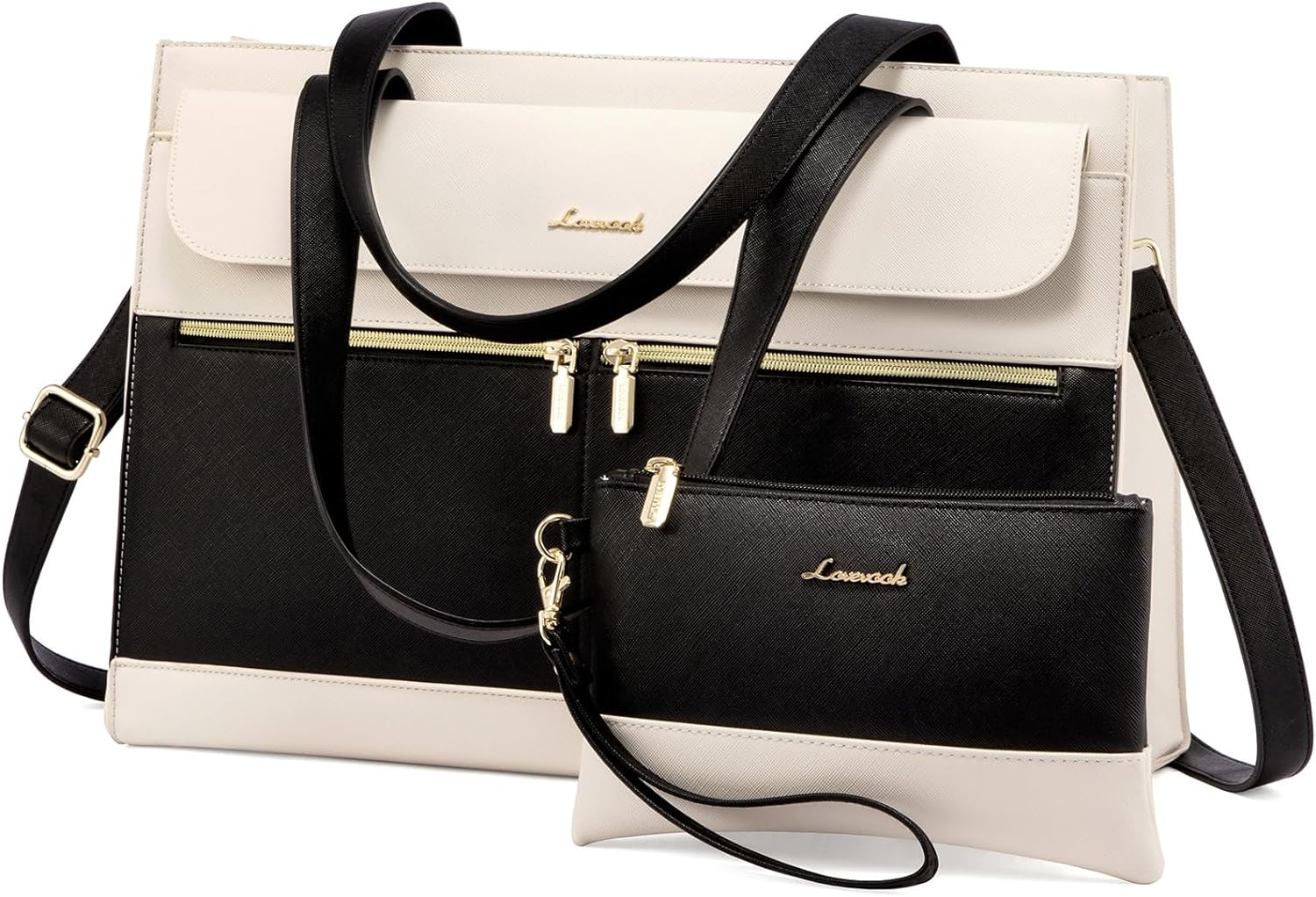 LOVEVOOK Laptop Bag for Women 15.6 Inch Tote Work Professional Leather Computer Briefcase Waterproof Handbag Shoulder Large Capacity Business Teacher Office Crossbody Purse
