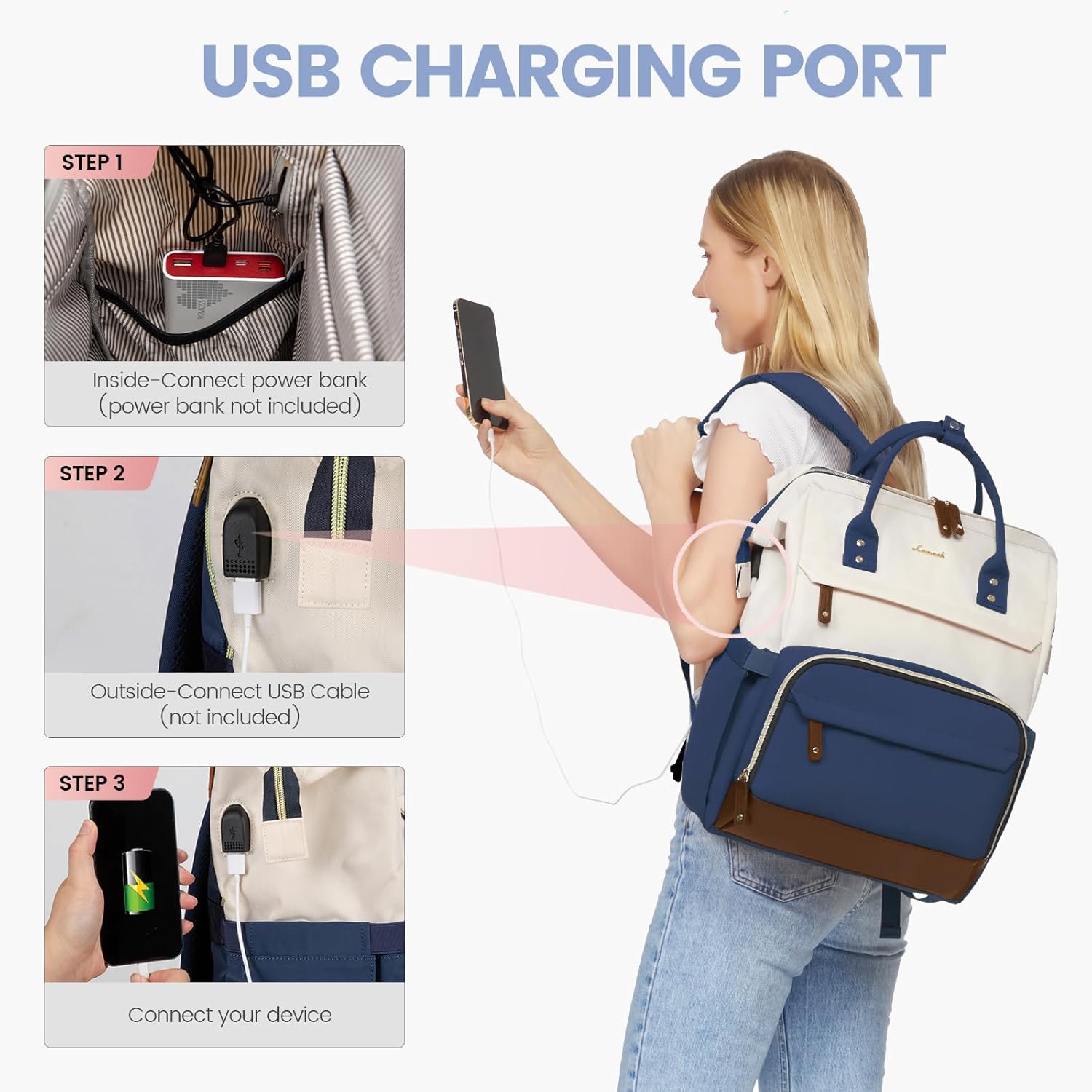 LOVEVOOK Laptop Backpack for Women, 15.6 Inch Work Business Backpacks Purse with USB Port, Large Capacity Nurse Bag College Bookbag for School, Waterproof Casual Daypack for Travel