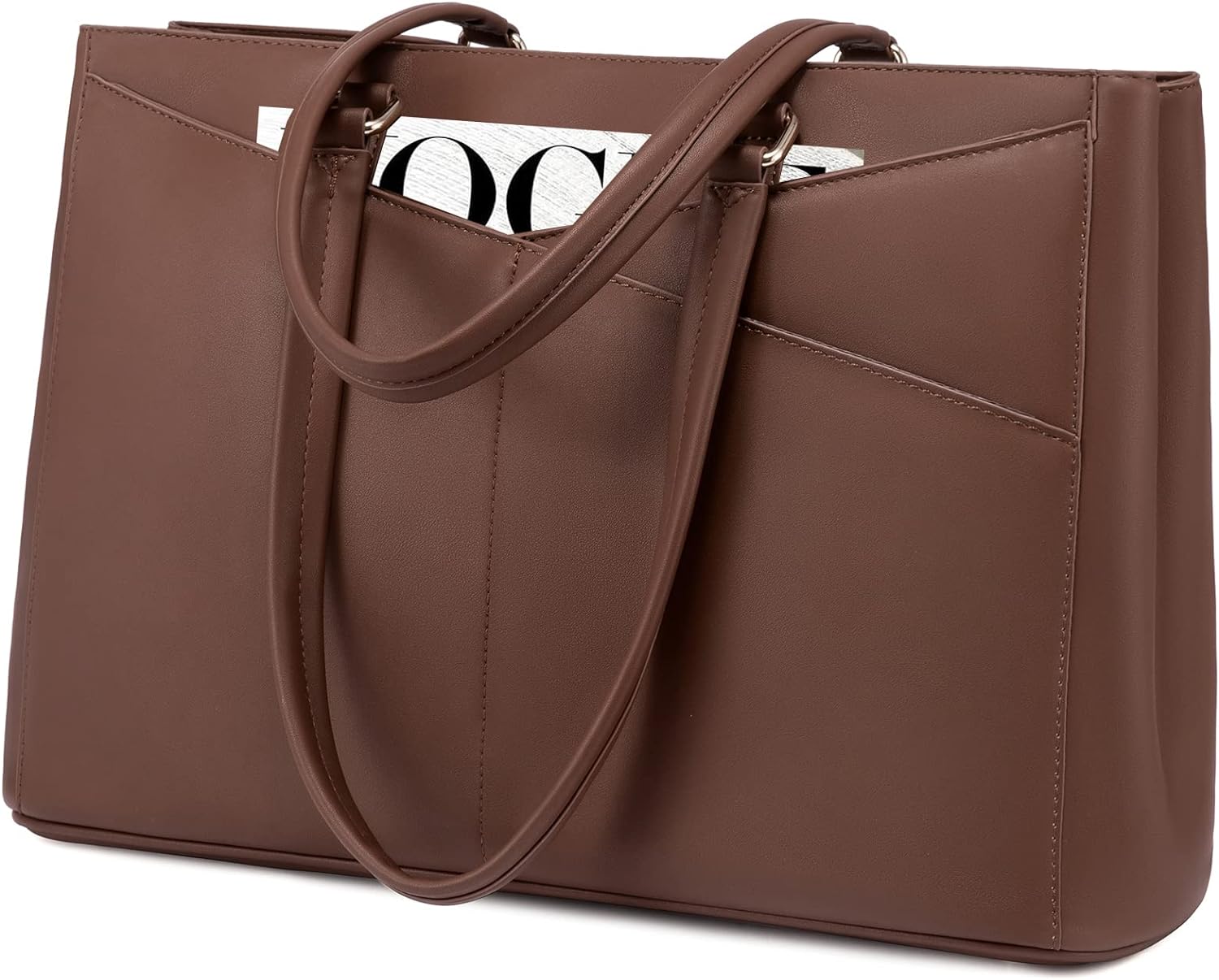LOVEVOOK Laptop Tote Bag for Women 15.6 Inch Waterproof Leather Computer Bags Business Office Work Briefcase Black