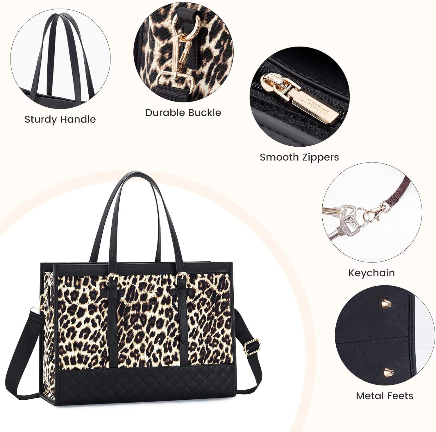 LOVEVOOK Laptop Bag for Women 15.6 inch Canvas Laptop Tote Bag, Large Capacity Work Bag with Clutch Purse, Computer Bag Office Business Briefcase, Casual Handbag for Travel College Teacher School