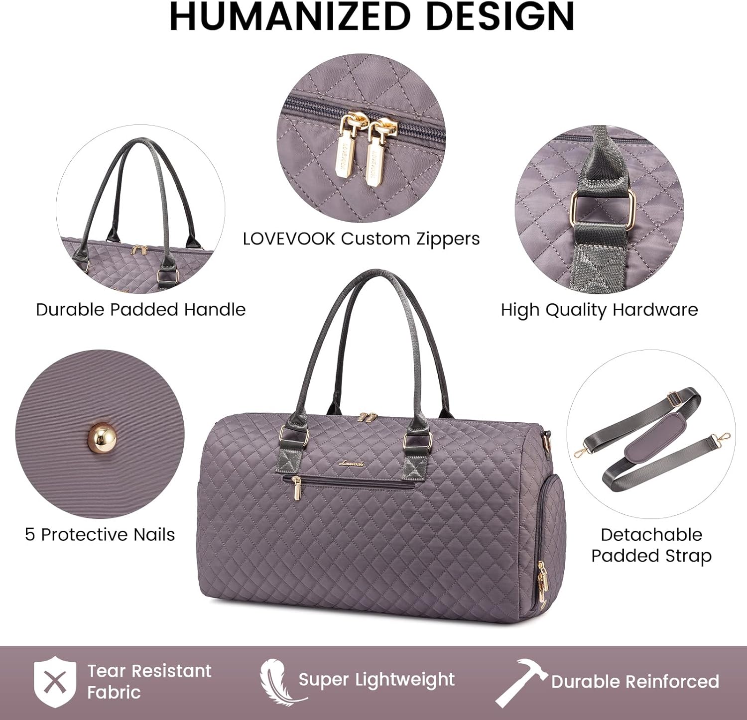 LOVEVOOK Travel Duffle Bag, Weekender Bag for Women with Toiletry Bag, Carry on Overnight Bag with Shoe Compartment, Gym Duffel Bag with Wet Pocket, Mommy Hospital Bags for Labor and Delivery
