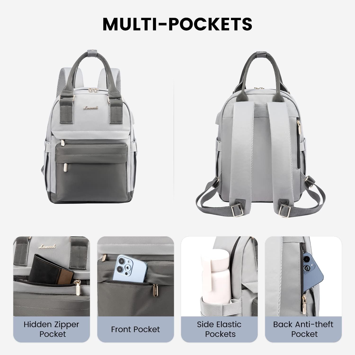 LOVEVOOK Mini Backpack for Women Stylish Waterproof Backpack Purse with USB Port, Cute Bookbag for College School Travel