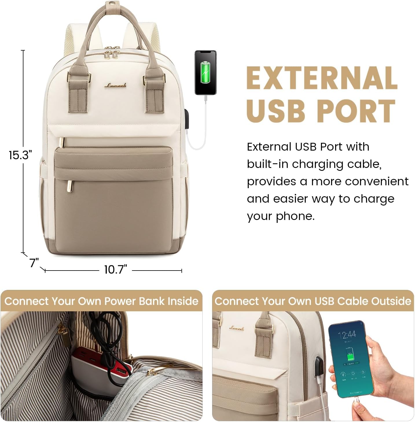 LOVEVOOK Mini Backpack for Women Stylish Waterproof Backpack Purse with USB Port, Cute Bookbag for College School Travel