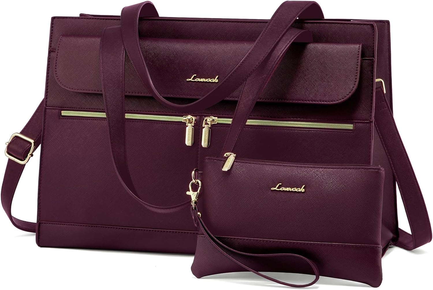 LOVEVOOK Laptop Bag for Women 15.6 Inch Tote Work Professional Leather Computer Briefcase Waterproof Handbag Shoulder Large Capacity Business Teacher Office Crossbody Purse