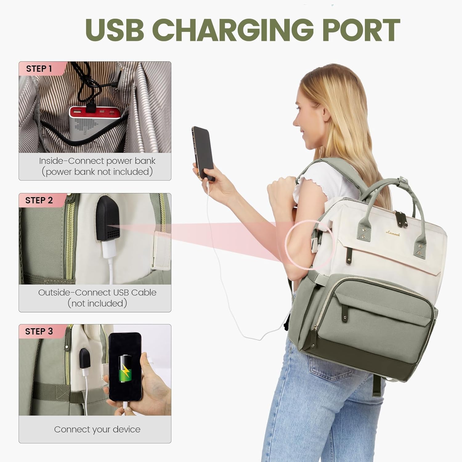 LOVEVOOK Laptop Backpack for Women, 15.6 Inch Work Business Backpacks Purse with USB Port, Large Capacity Nurse Bag College Bookbag for School, Waterproof Casual Daypack for Travel