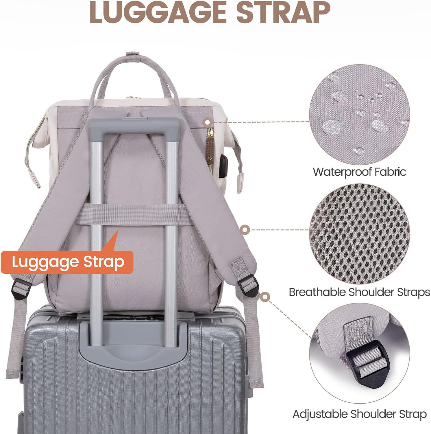 LOVEVOOK Laptop Backpack for Women, 15.6 Inch Work Business Backpacks Purse with USB Port, Large Capacity Nurse Bag College Bookbag for School, Waterproof Casual Daypack for Travel