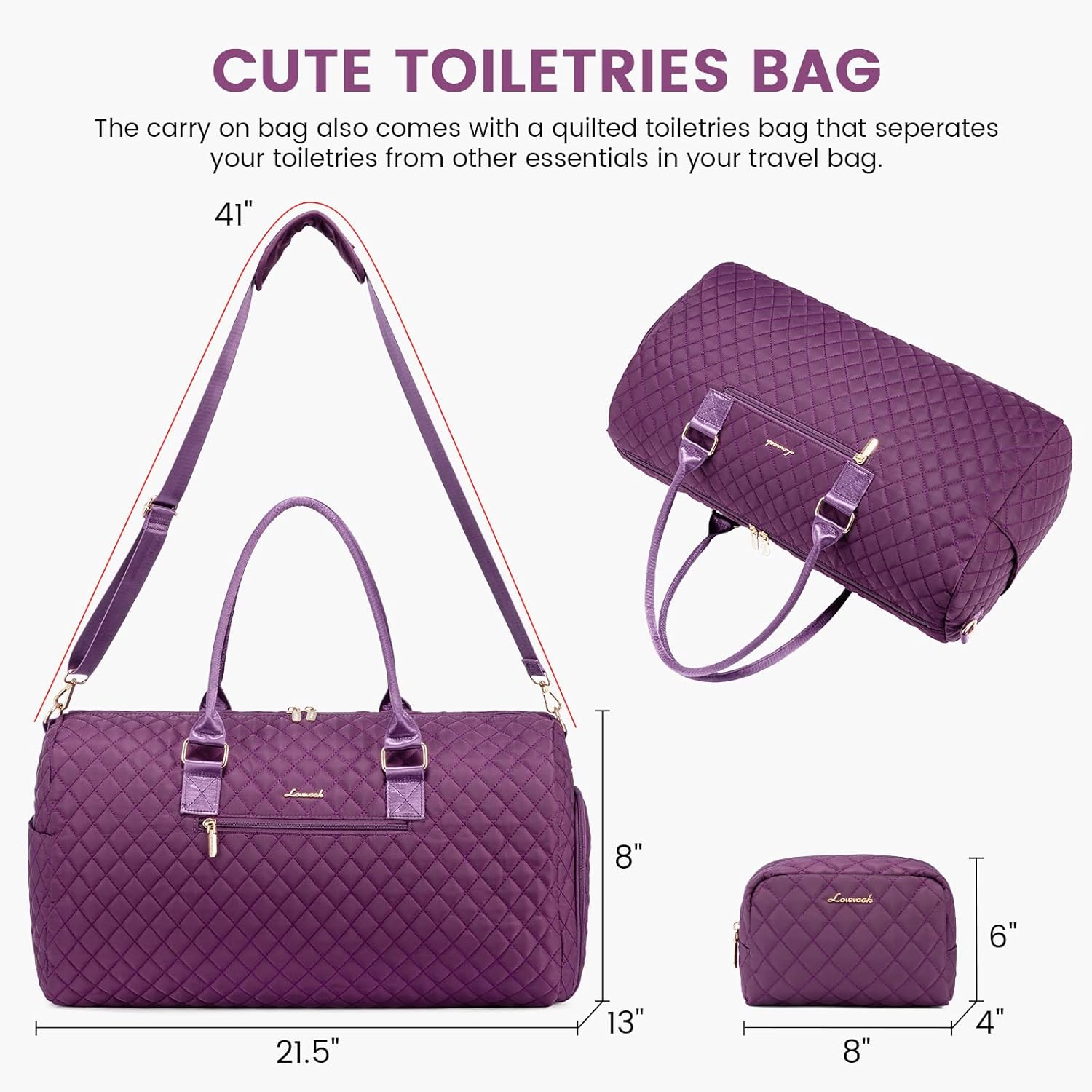LOVEVOOK Travel Duffle Bag, Weekender Bag for Women with Toiletry Bag, Carry on Overnight Bag with Shoe Compartment, Gym Duffel Bag with Wet Pocket, Mommy Hospital Bags for Labor and Delivery