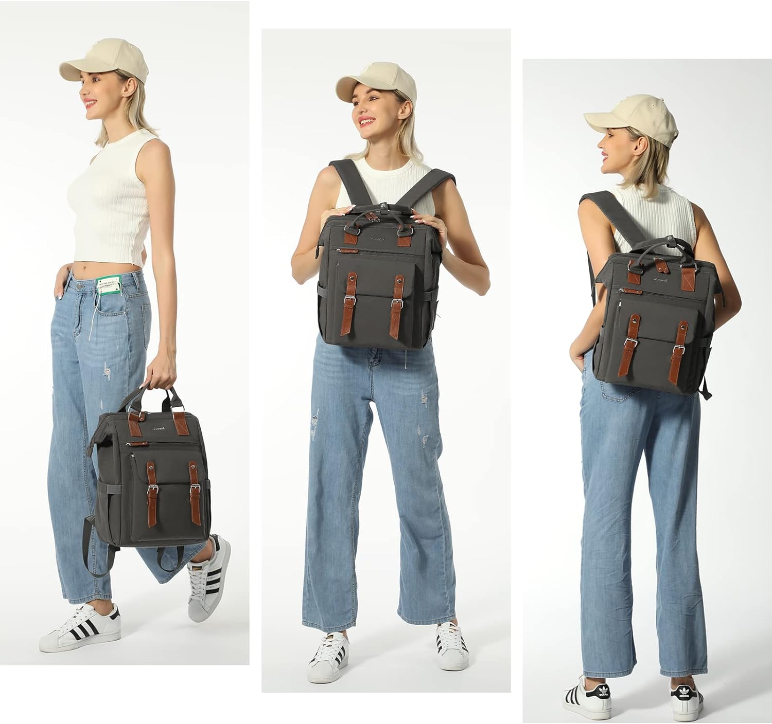 LOVEVOOK Laptop Backpack for Women Work Travel Backpack Purse, Commuter Business Computer Bag Teacher Nurse Bags, College School Backpack Student Bookbag with Multi-Pockets, 15.6 Inch, Black-brown