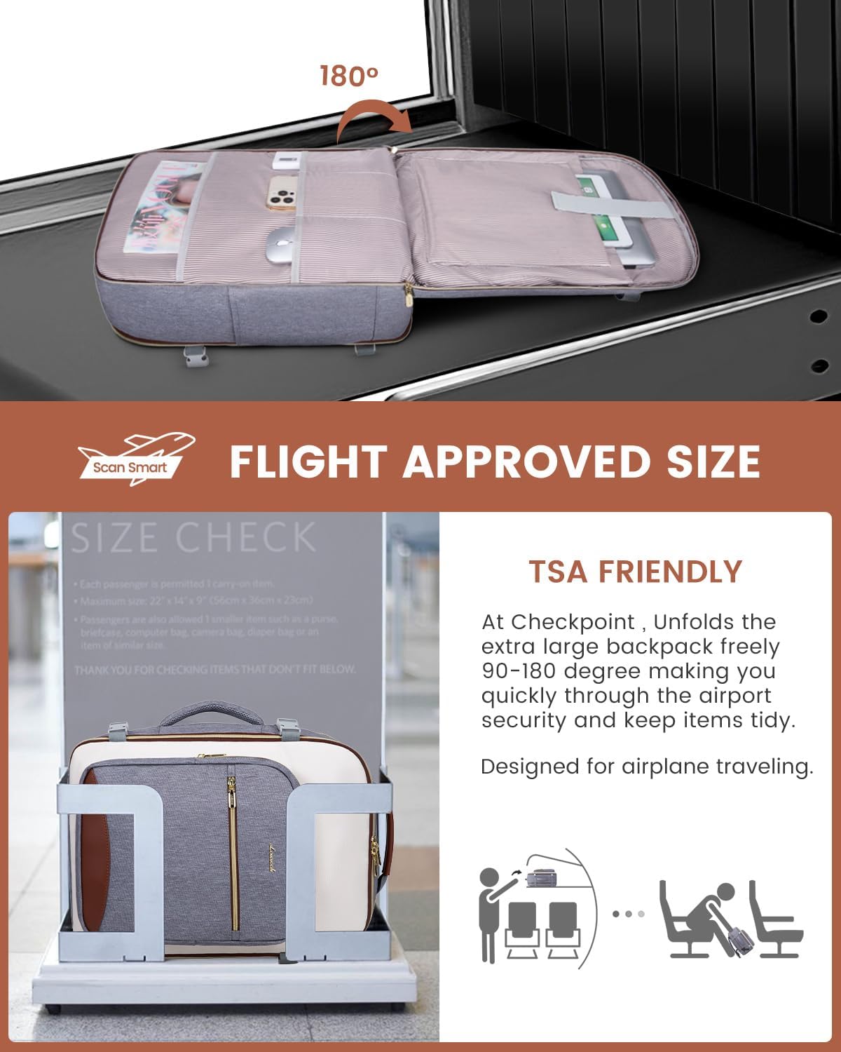 LOVEVOOK 40L Travel Backpack for Women & Men, Large Carry on Backpack for Airplanes with 3 Packing Cubes, TSA Personal Item Travel Bag fits 17" Laptop, Waterproof Weekender Essentials Airline Approved