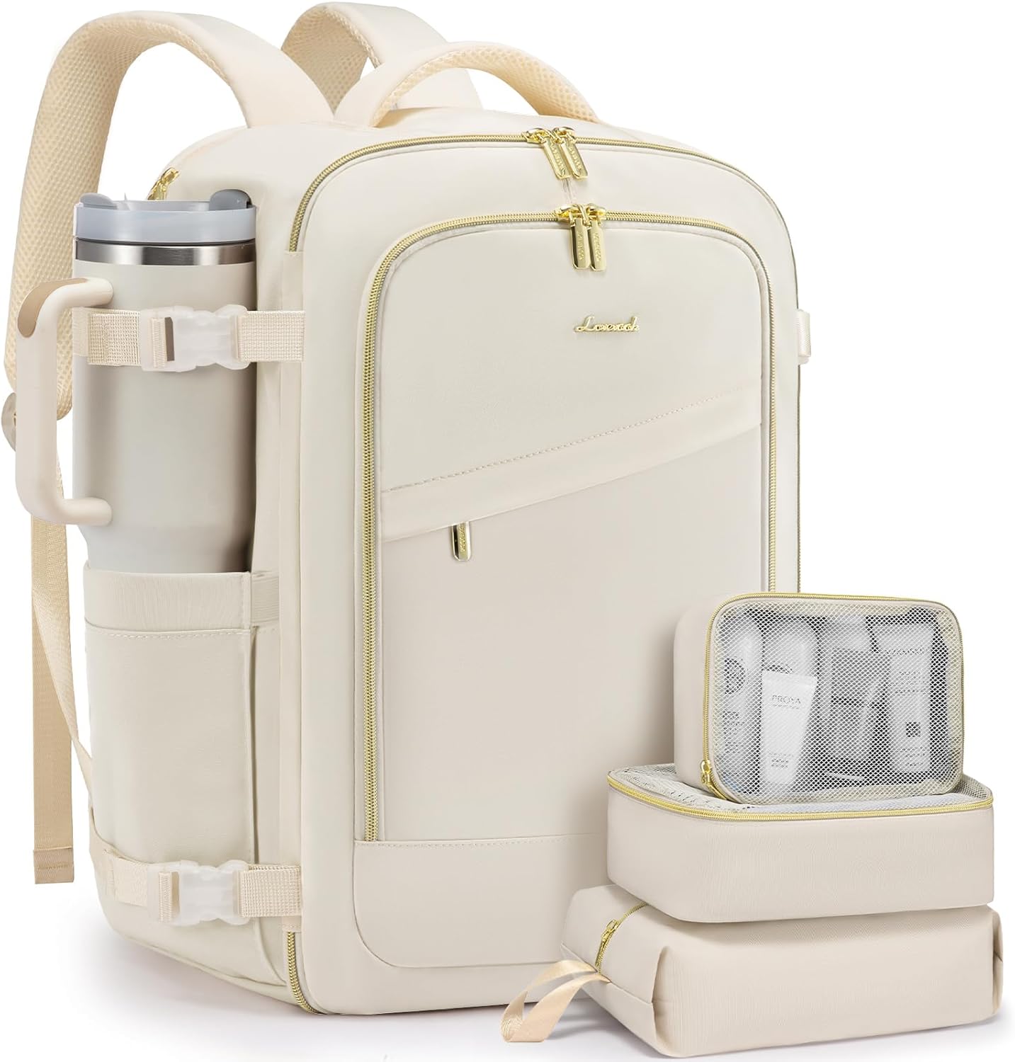 LOVEVOOK Travel Backpack for Women, 40L Carry On Backpack Flight Approved, Large Personal Item Bag Fits 17 inch Laptop, TSA Approved Luggage with 3 Packing Cubes,Waterproof Weekender Gym Daypack