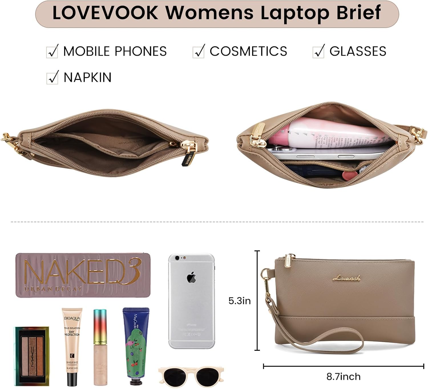 LOVEVOOK Laptop Bag for Women 15.6 Inch Tote Work Professional Leather Computer Briefcase Waterproof Handbag Shoulder Large Capacity Business Teacher Office Crossbody Purse