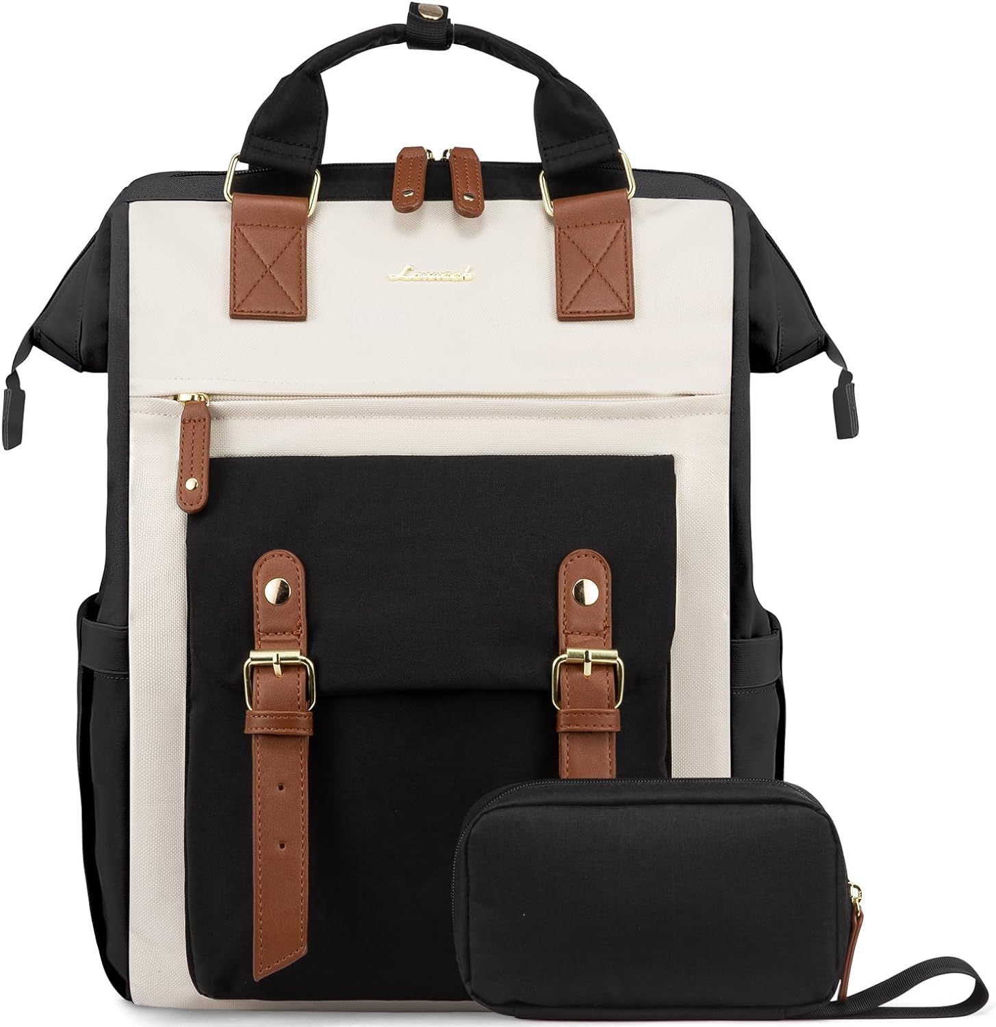 LOVEVOOK Laptop Backpack for Women Work Travel Backpack Purse, Commuter Business Computer Bag Teacher Nurse Bags, College School Backpack Student Bookbag with Multi-Pockets, 15.6 Inch, Black-brown