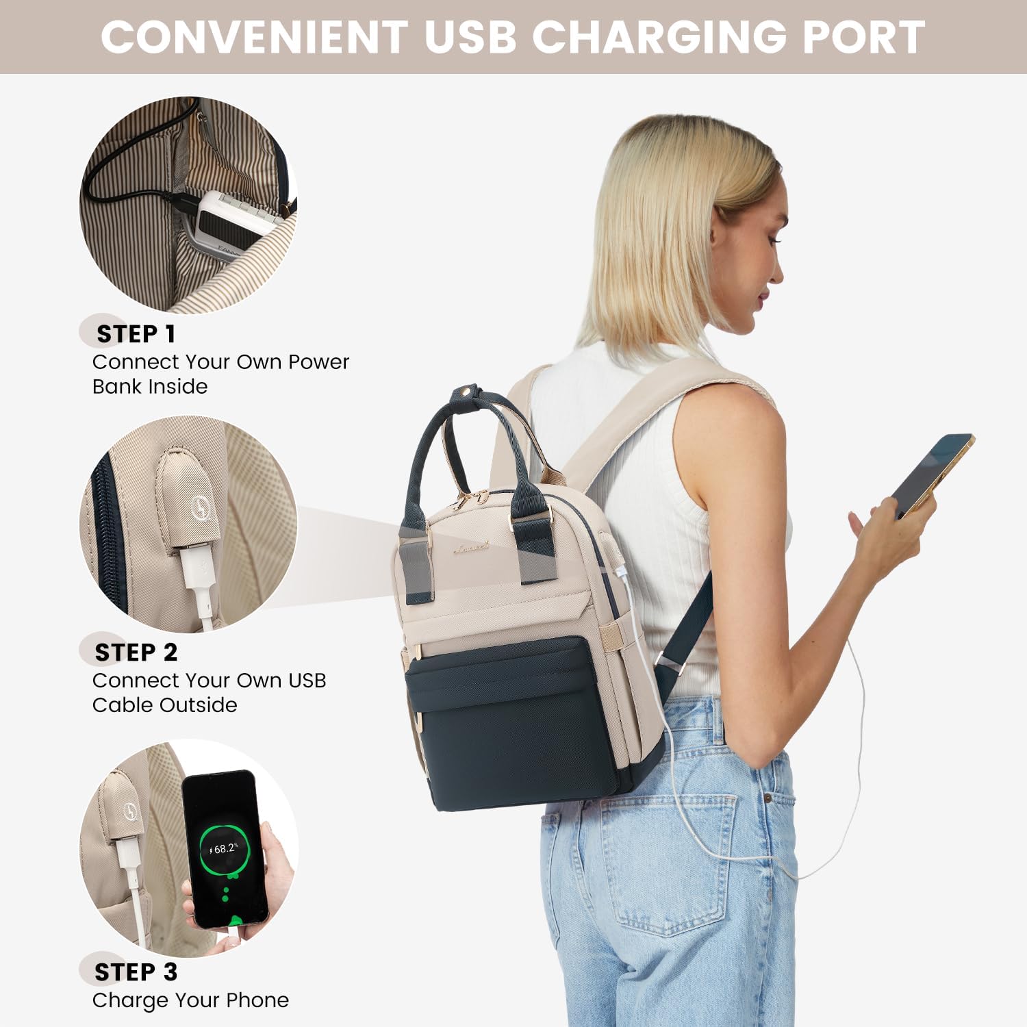 LOVEVOOK Mini Backpack for Women Stylish Waterproof Backpack Purse with USB Port, Cute Bookbag for College School Travel