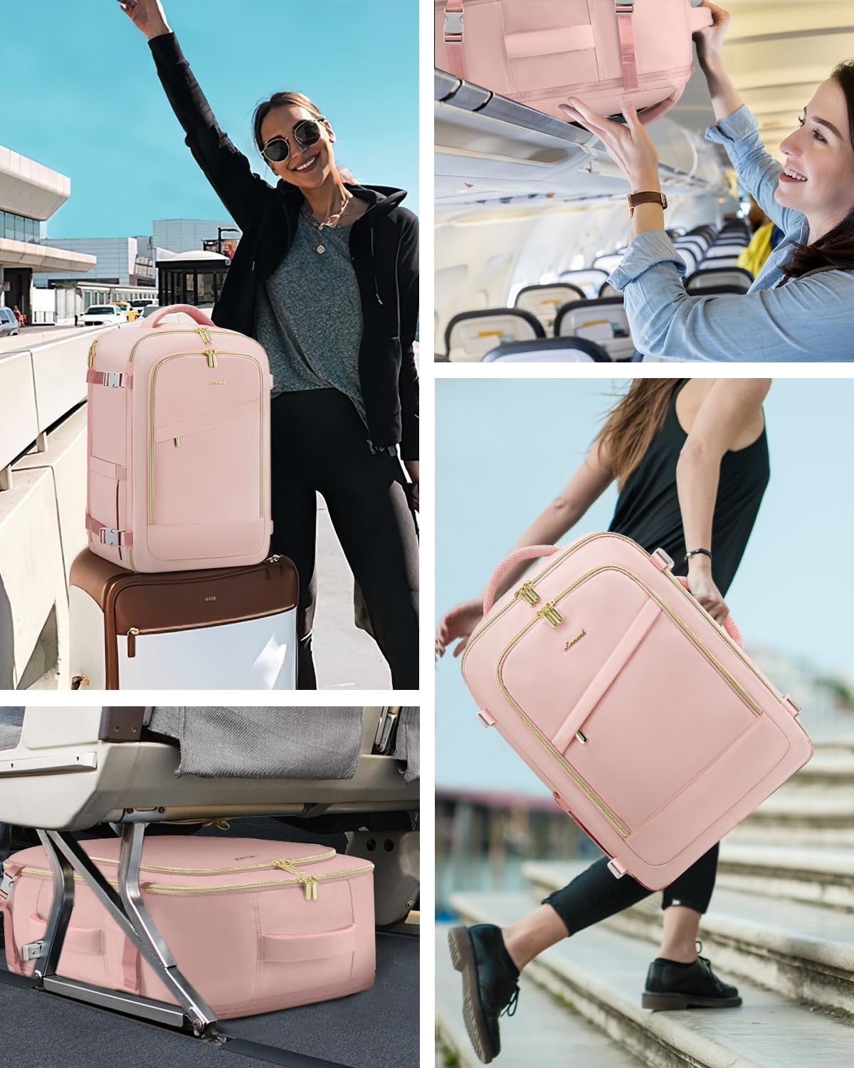 LOVEVOOK Travel Backpack for Women, 40L Carry On Backpack Flight Approved, Large Personal Item Bag Fits 17 inch Laptop, TSA Approved Luggage with 3 Packing Cubes,Waterproof Weekender Gym Daypack