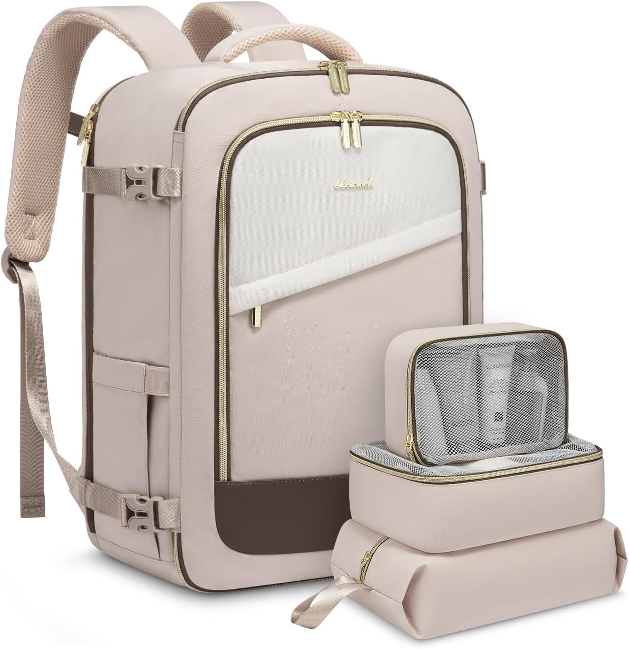 LOVEVOOK Travel Backpack for Women, 40L Carry On Backpack Flight Approved, Large Personal Item Bag Fits 17 inch Laptop, TSA Approved Luggage with 3 Packing Cubes,Waterproof Weekender Gym Daypack