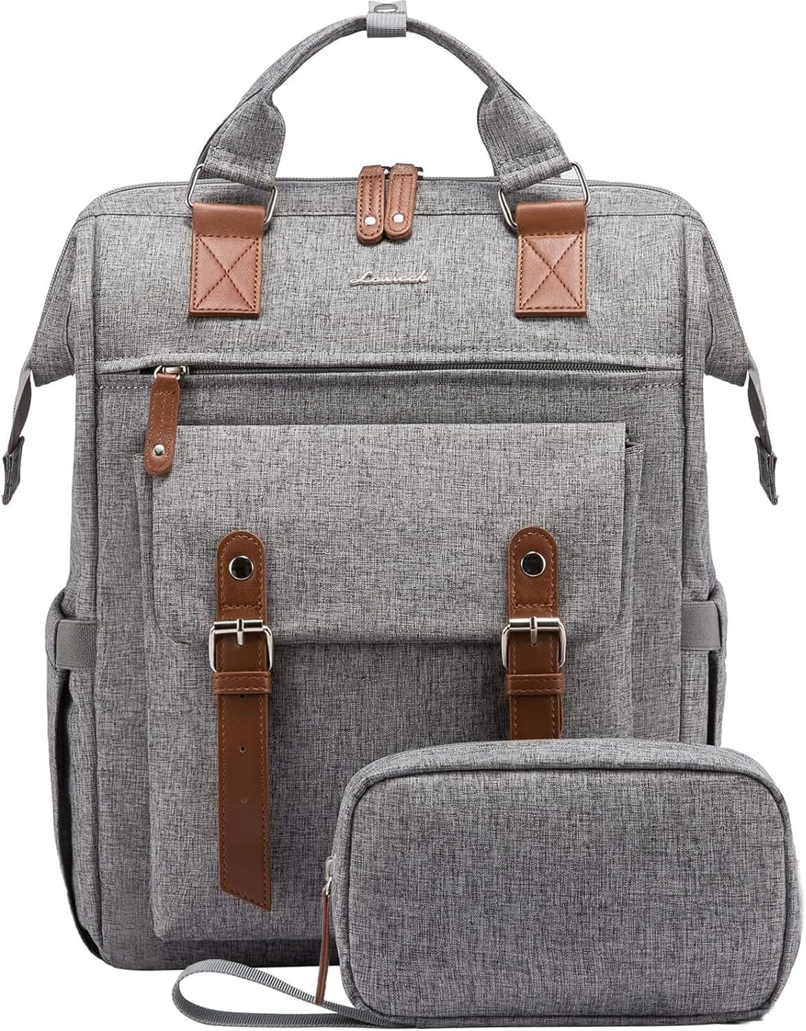 LOVEVOOK Laptop Backpack for Women Work Travel Backpack Purse, Commuter Business Computer Bag Teacher Nurse Bags, College School Backpack Student Bookbag with Multi-Pockets, 15.6 Inch, Black-brown