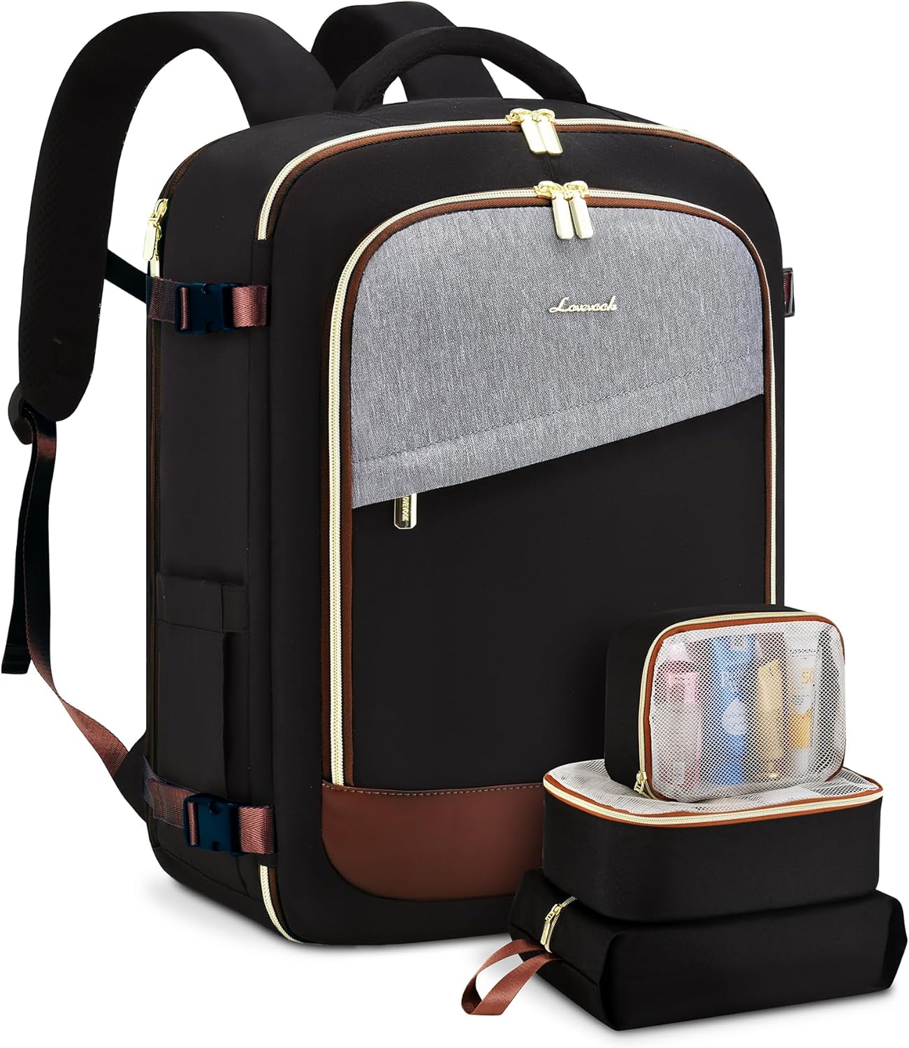 LOVEVOOK Travel Backpack for Women, 40L Carry On Backpack Flight Approved, Large Personal Item Bag Fits 17 inch Laptop, TSA Approved Luggage with 3 Packing Cubes,Waterproof Weekender Gym Daypack