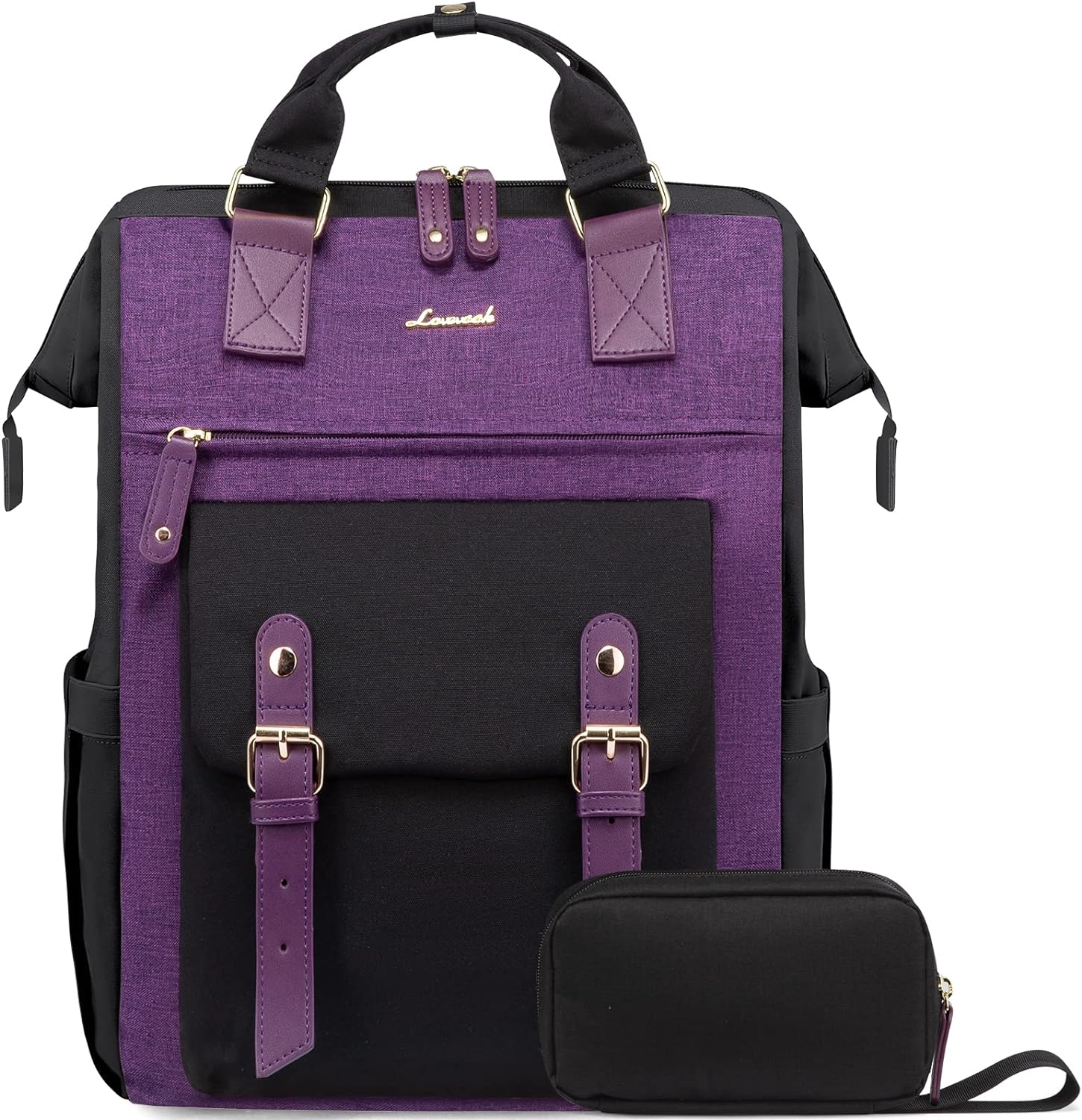 LOVEVOOK Laptop Backpack for Women Work Travel Backpack Purse, Commuter Business Computer Bag Teacher Nurse Bags, College School Backpack Student Bookbag with Multi-Pockets, 15.6 Inch, Black-brown