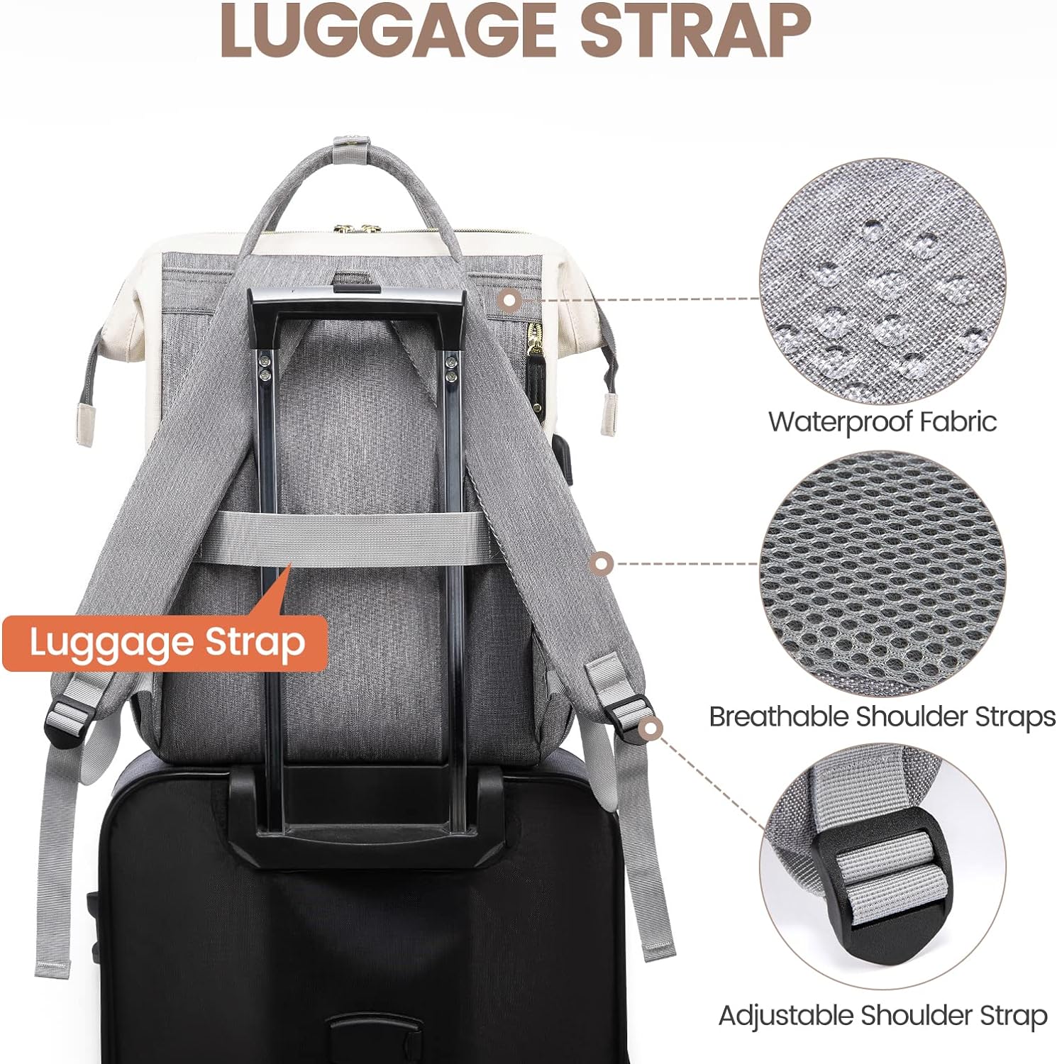 LOVEVOOK Laptop Backpack for Women, 15.6 Inch Work Business Backpacks Purse with USB Port, Large Capacity Nurse Bag College Bookbag for School, Waterproof Casual Daypack for Travel