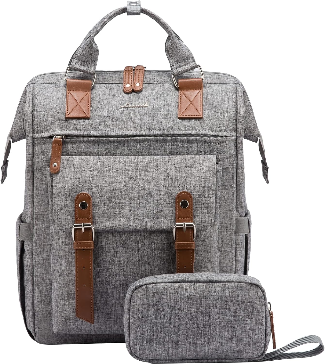 LOVEVOOK Laptop Backpack for Women Work Travel Backpack Purse, Commuter Business Computer Bag Teacher Nurse Bags, College School Backpack Student Bookbag with Multi-Pockets, 15.6 Inch, Black-brown