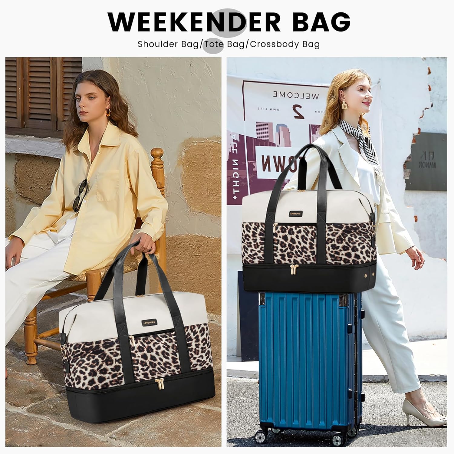 LOVEVOOK Weekender Bag, Large Travel Duffel Bag for Women with 2 Packing Cubes, Carry on Overnight Bag with Shoe Compartment, Mom Hospital Bags for Labor and Delivery