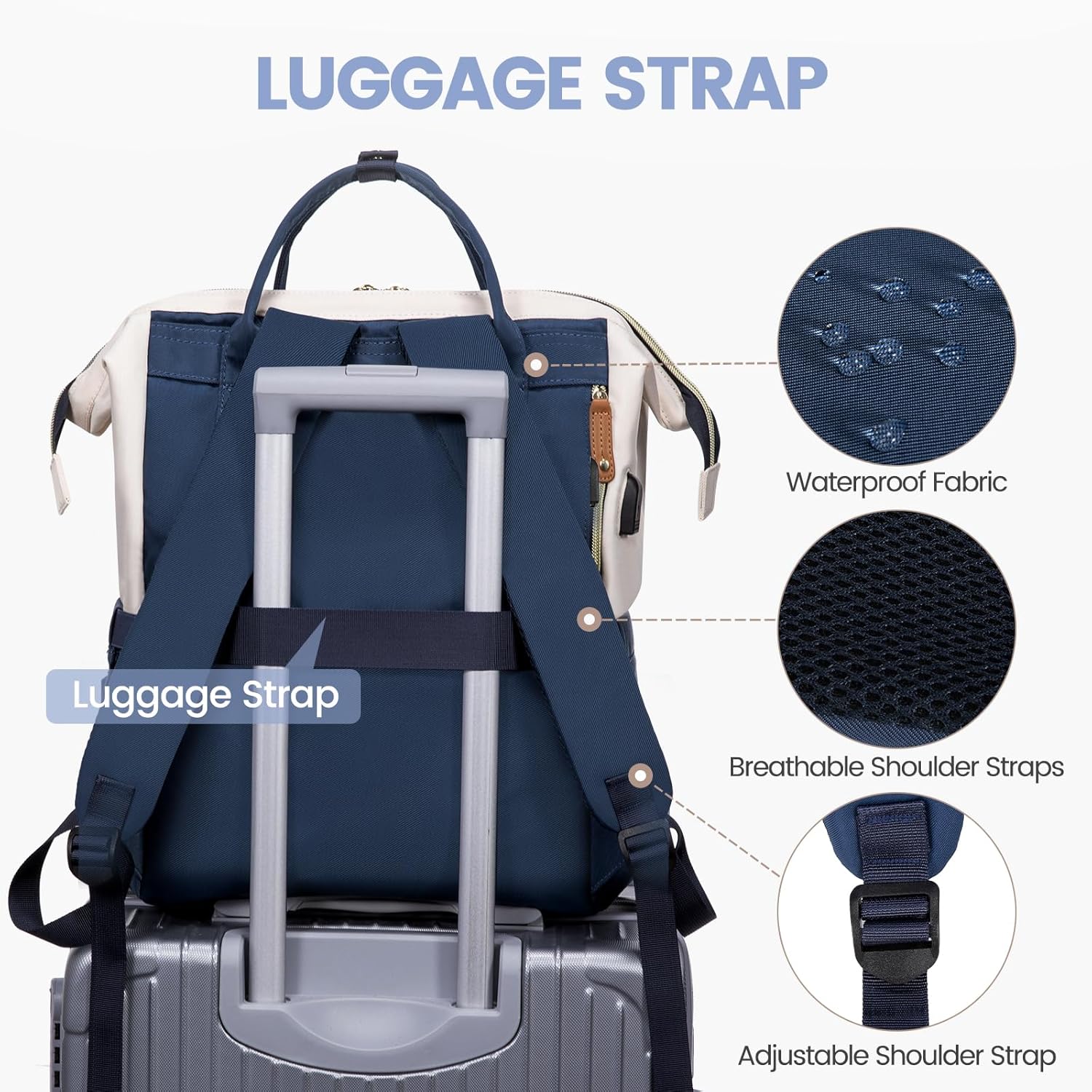 LOVEVOOK Laptop Backpack for Women, 15.6 Inch Work Business Backpacks Purse with USB Port, Large Capacity Nurse Bag College Bookbag for School, Waterproof Casual Daypack for Travel