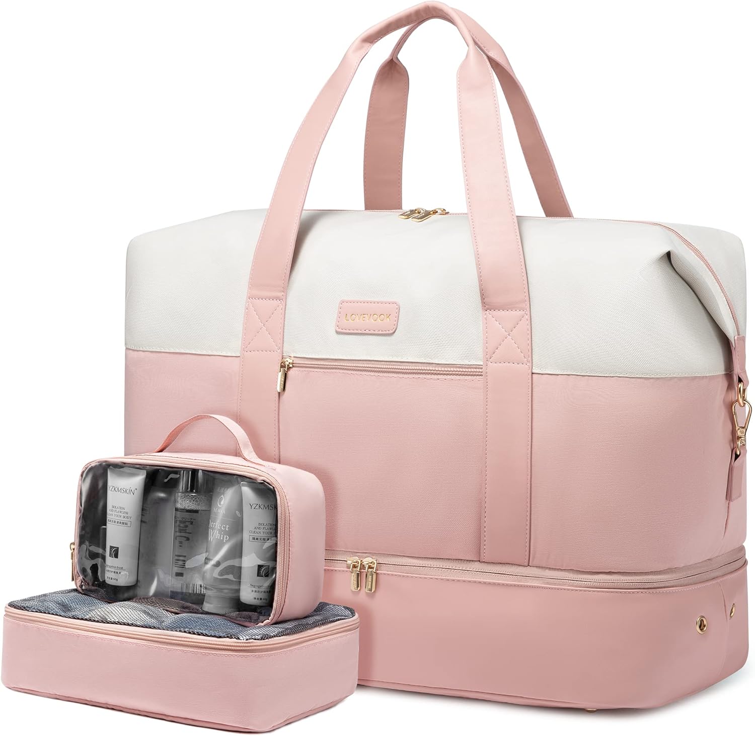 LOVEVOOK Weekender Bag, Large Travel Duffel Bag for Women with 2 Packing Cubes, Carry on Overnight Bag with Shoe Compartment, Mom Hospital Bags for Labor and Delivery